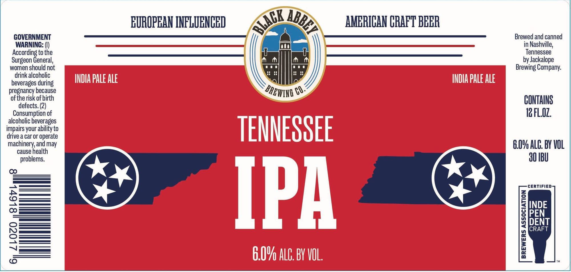Tennessee IPA by Black Abbey Brewing Co. - beer label