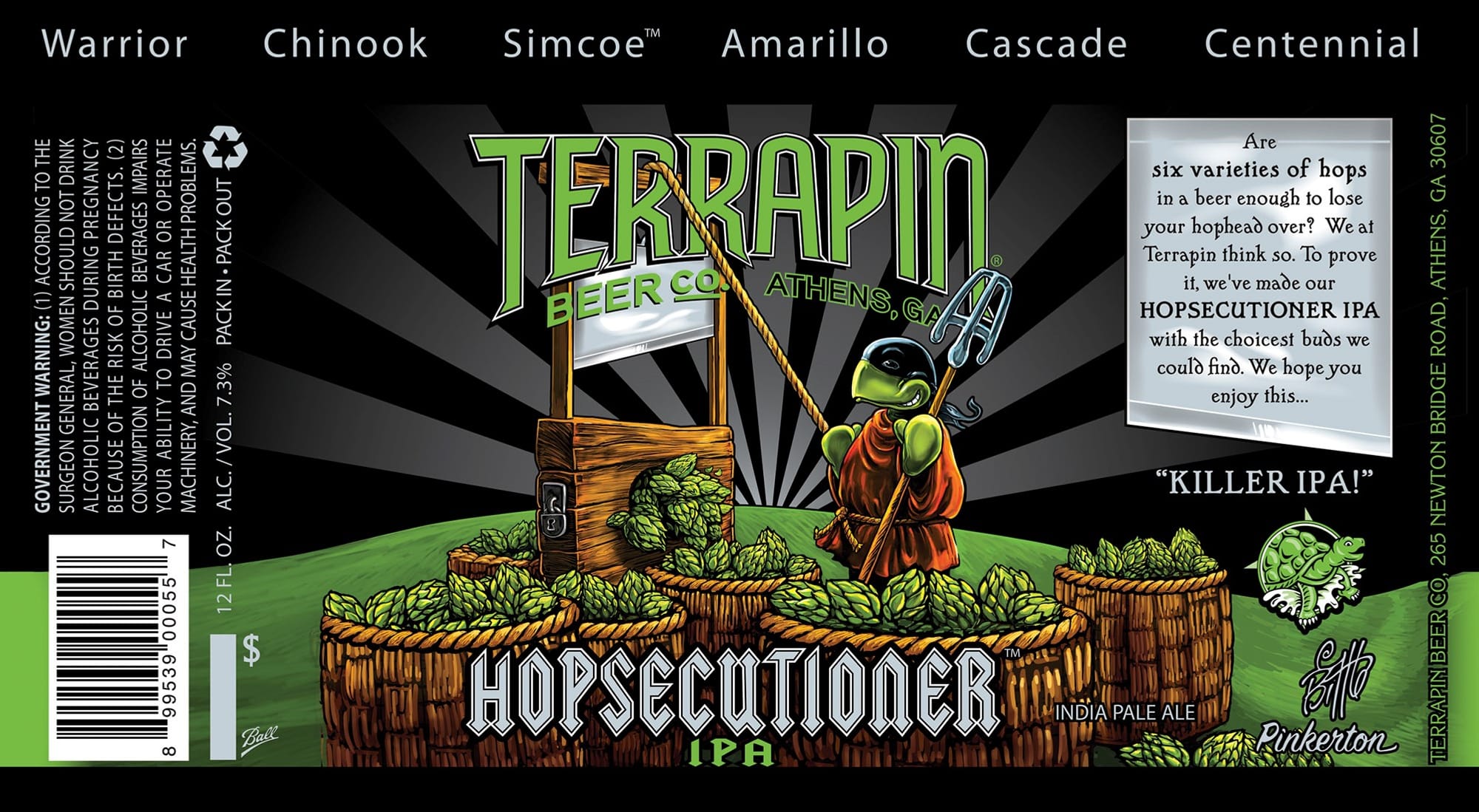Hopsecutioner IPA by Terrapin Beer Co. - beer label