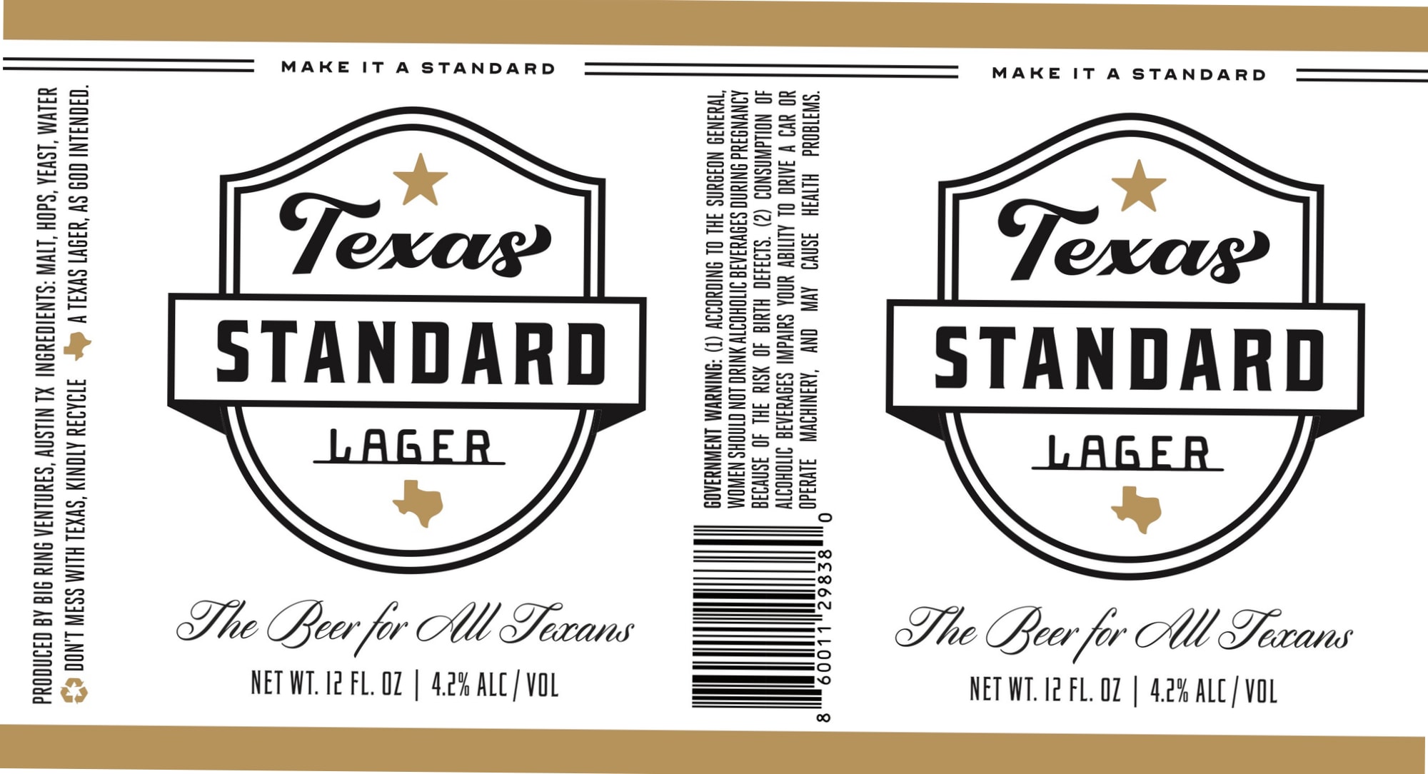 Texas Standard Lager by Big Ring Ventures - beer label