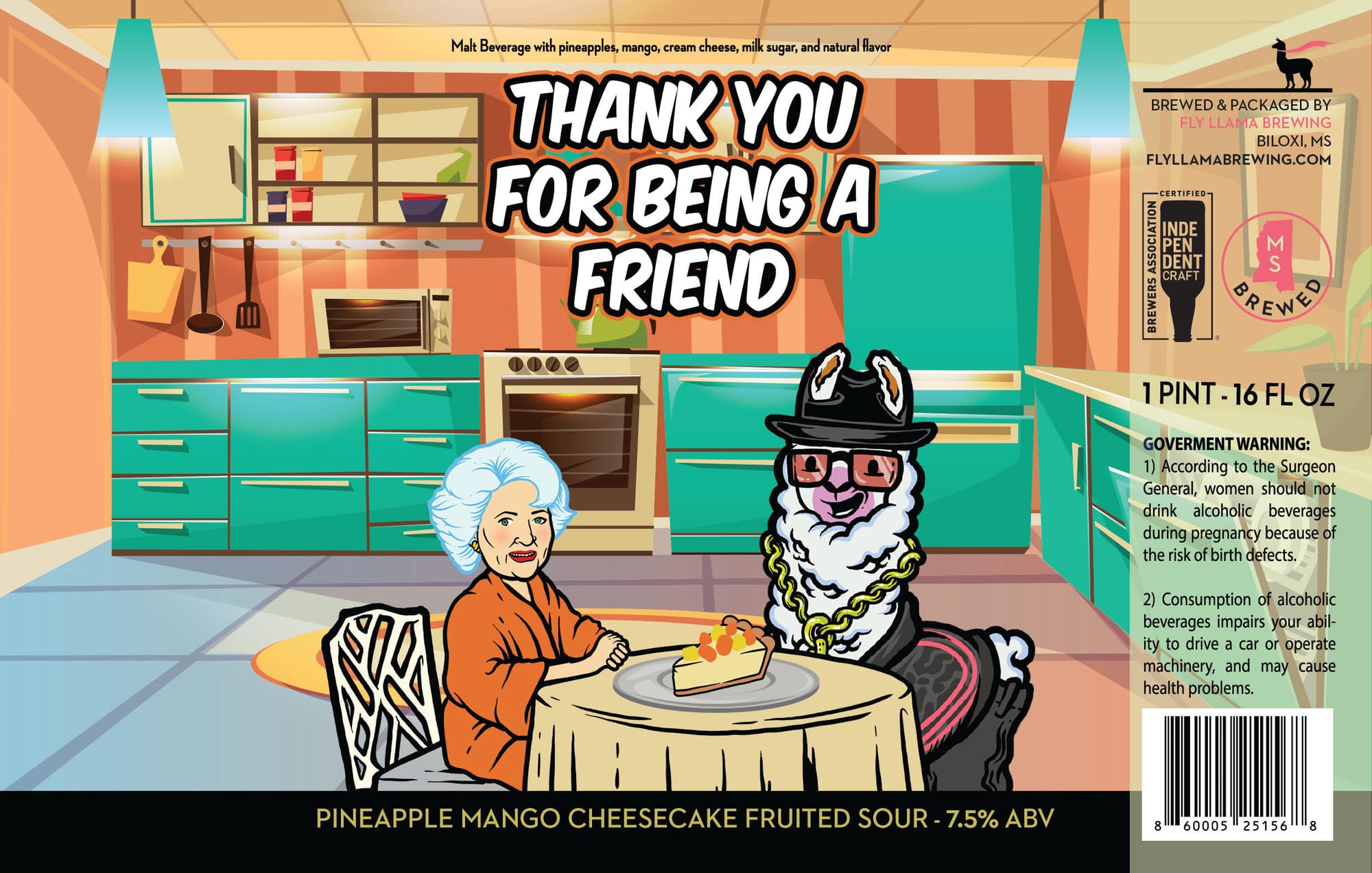 Thank You For Being A Friend by Fly Llama Brewing - beer label