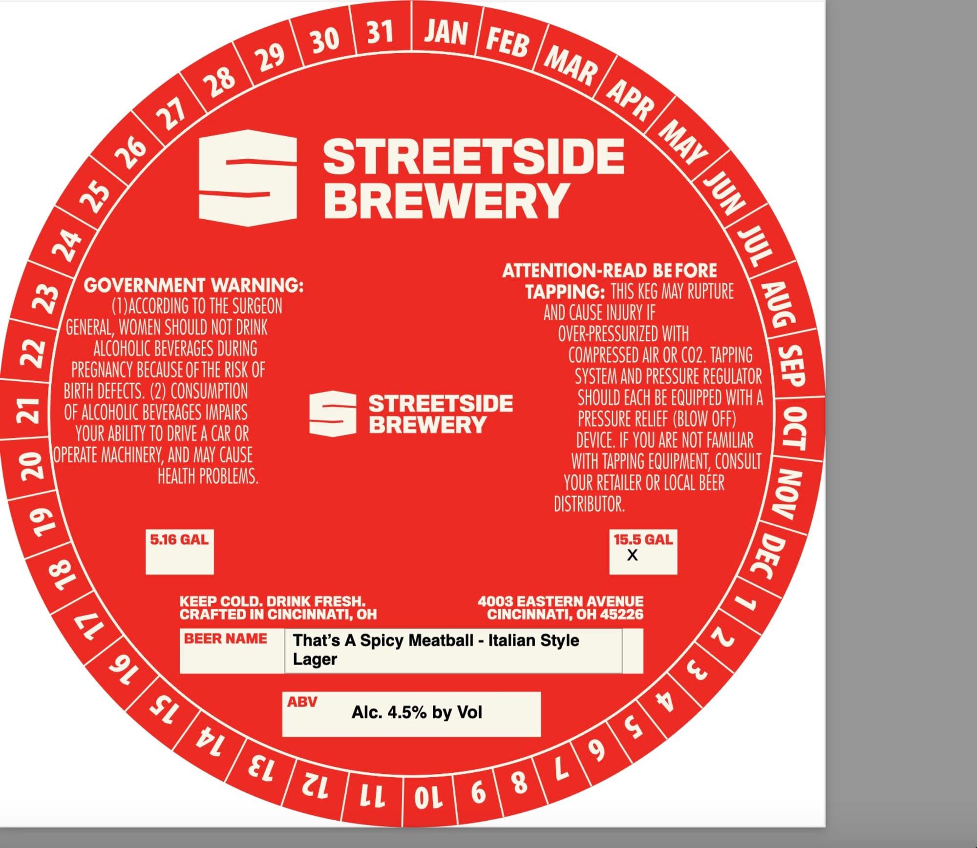 That’s A Spicy Meatball - Italian Style by Streetside Brewery - beer label