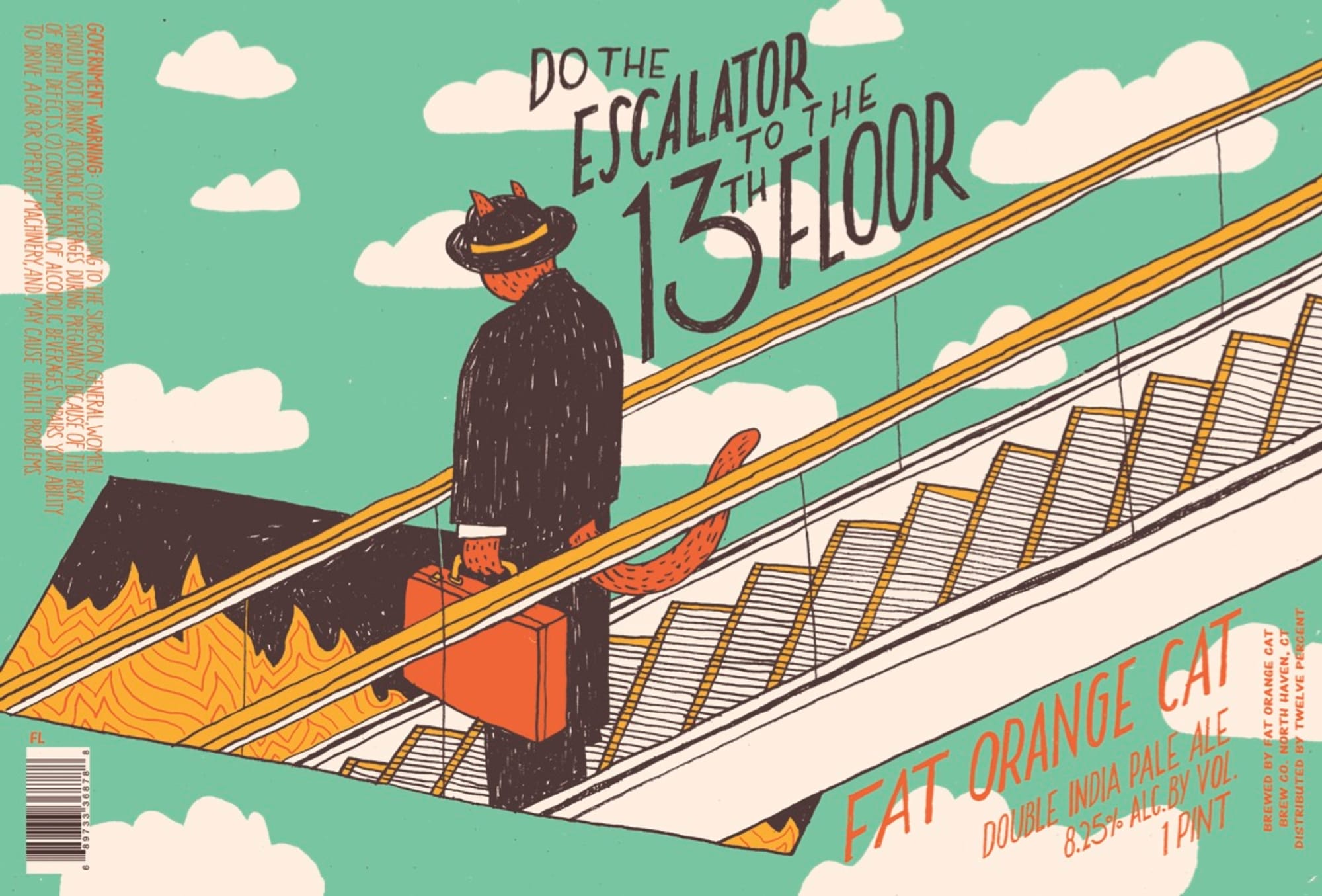 Do the Escalator to the 13th Floor by Fat Orange Cat Brewery - beer label