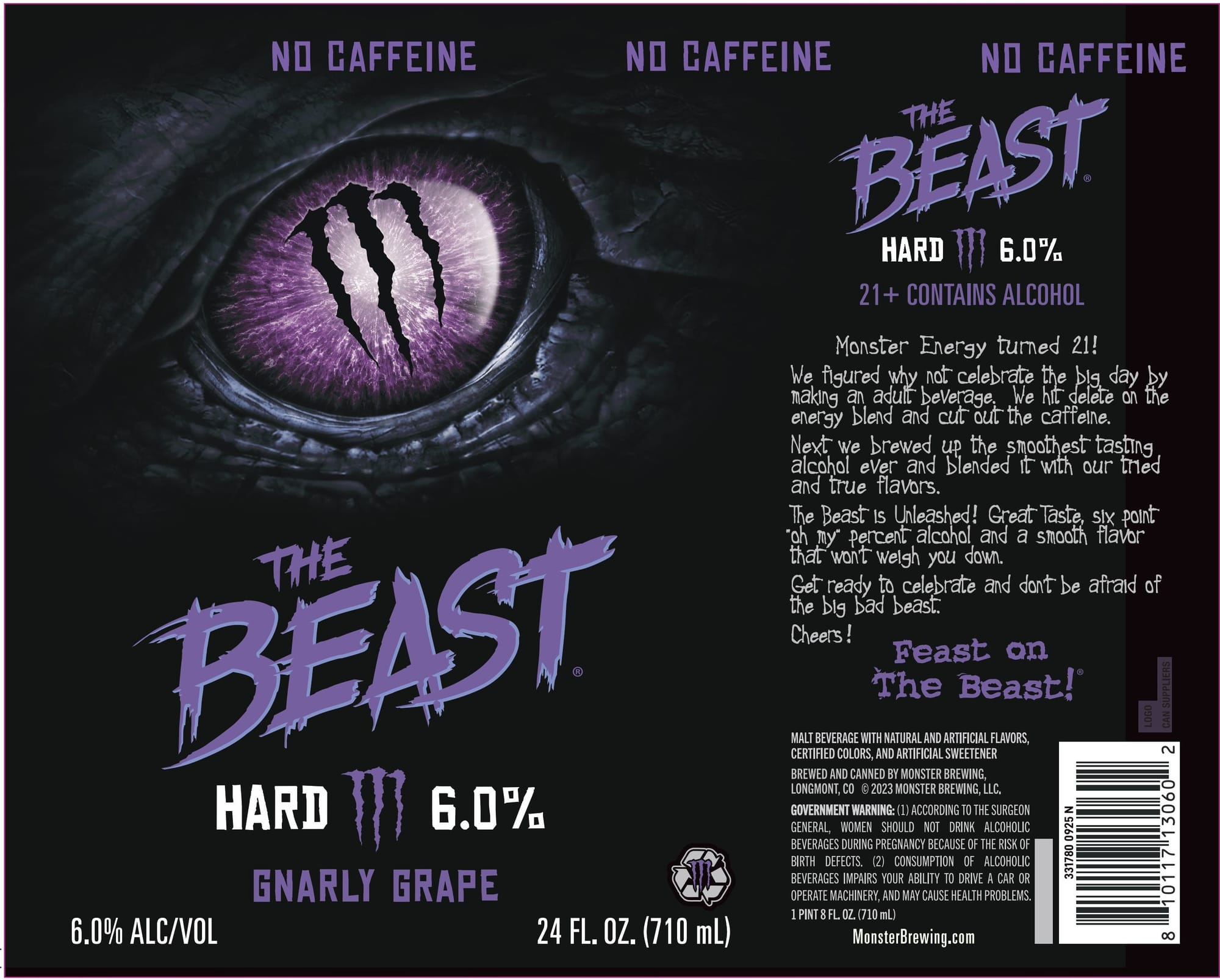 The Beast - Gnarly Grape by Monster Brewing - beer label