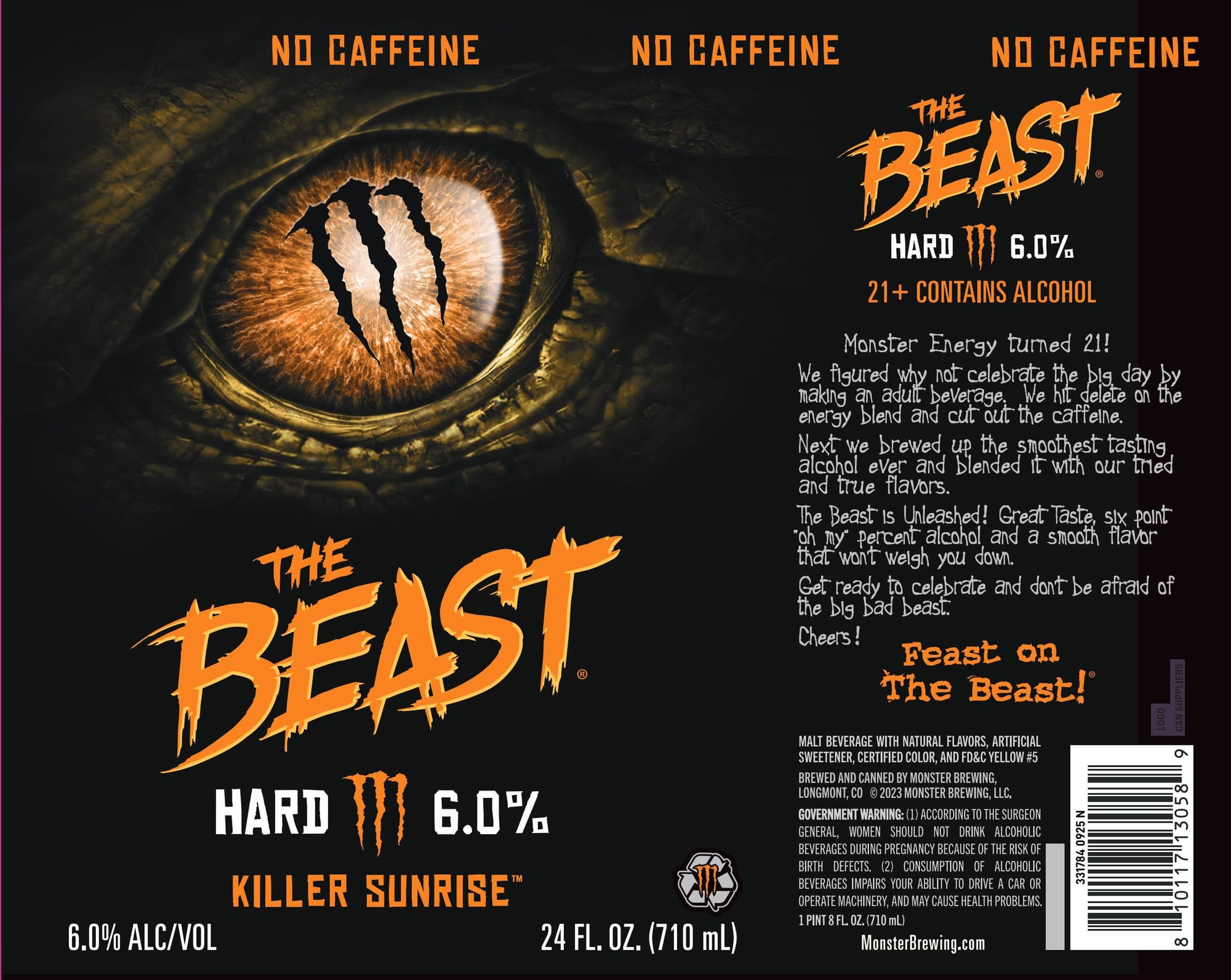 The Beast Hard Killer Sunrise by Monster Brewing - beer label