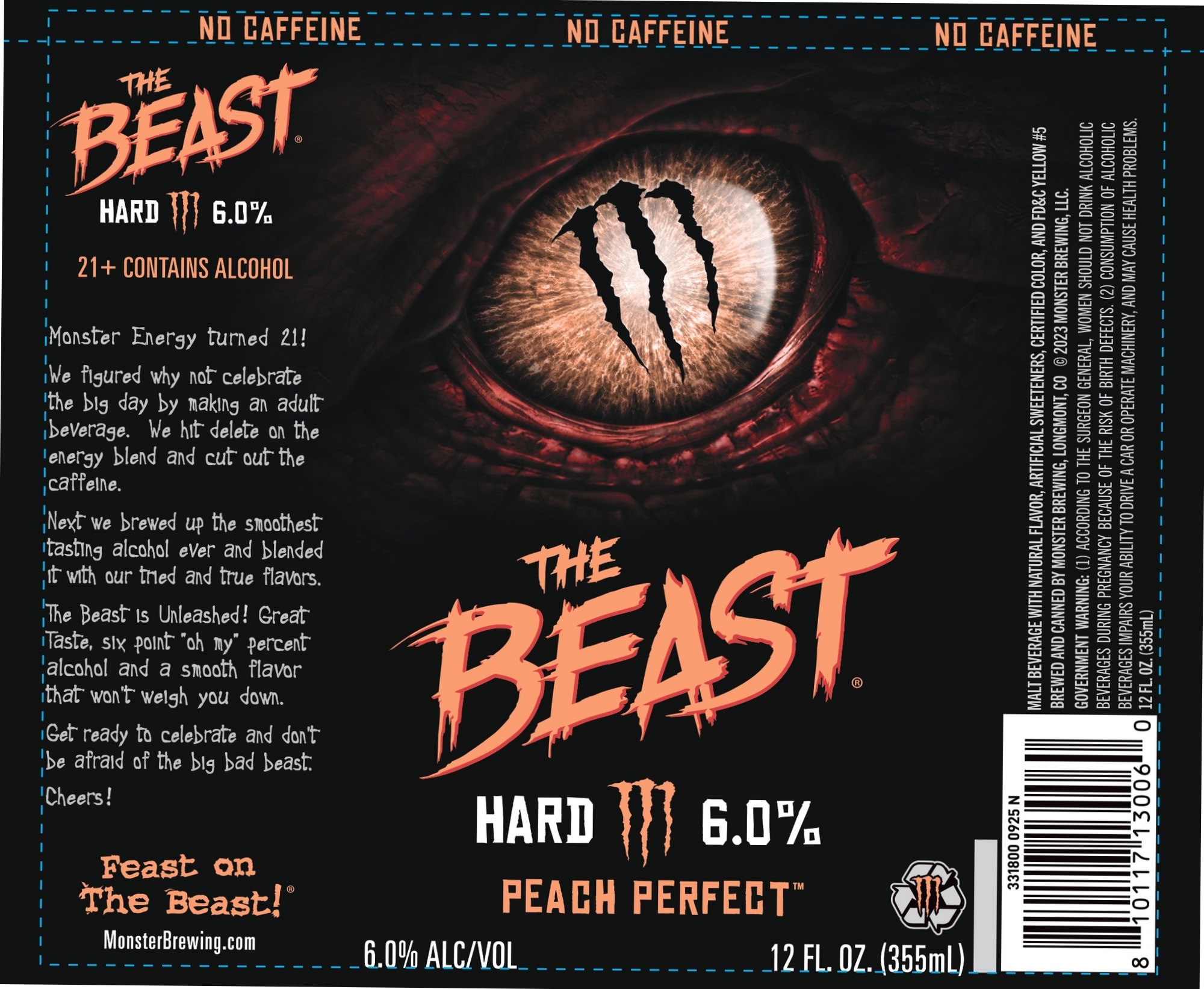 The Beast Hard Peach Perfect by Monster Brewing - beer label