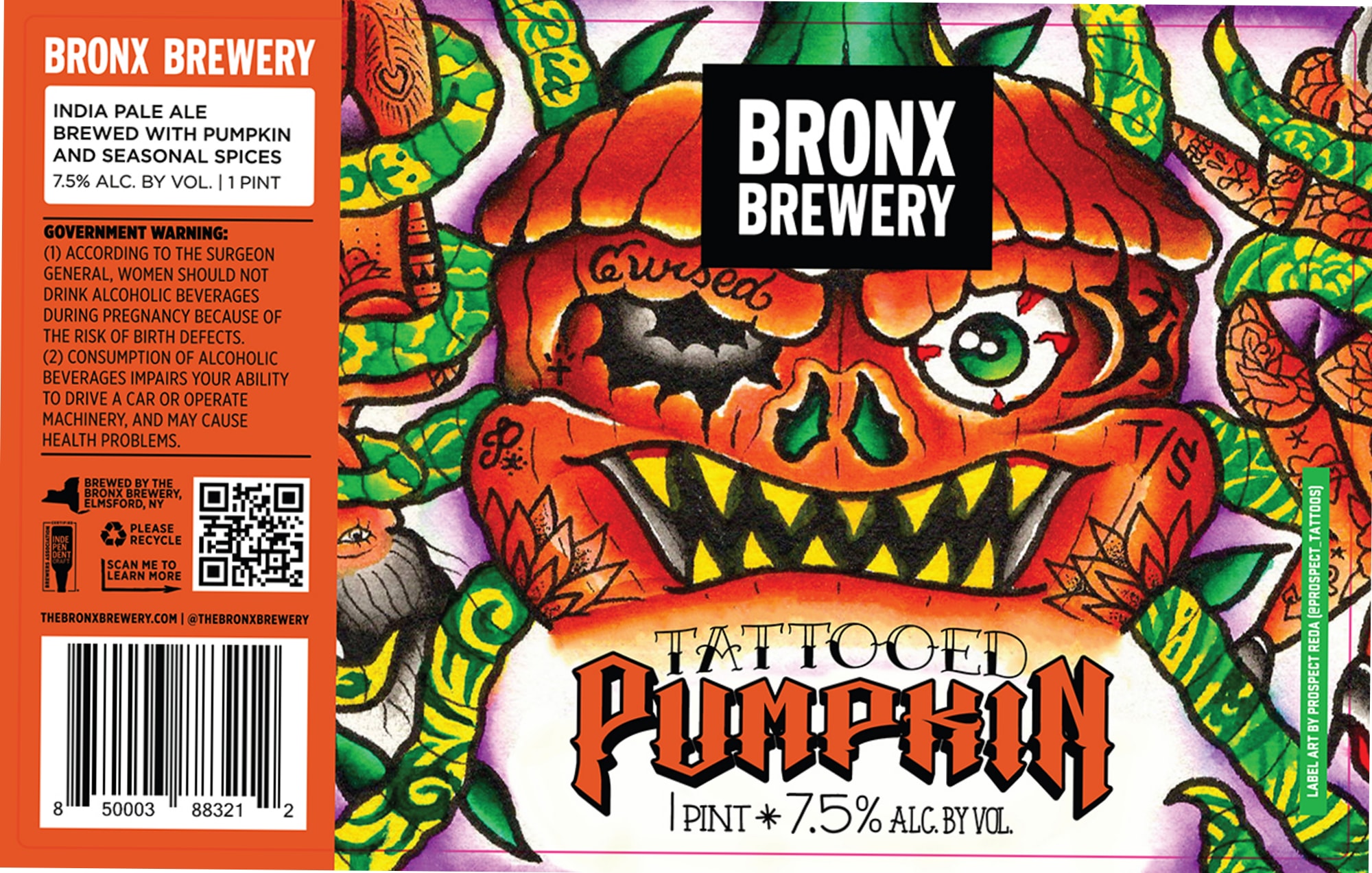 Tattooed Pumpkin by Bronx Brewery - beer label