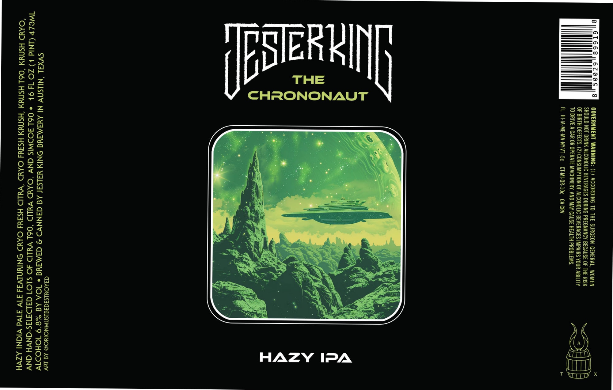 The Chrononaut by Jester King Brewery - beer label