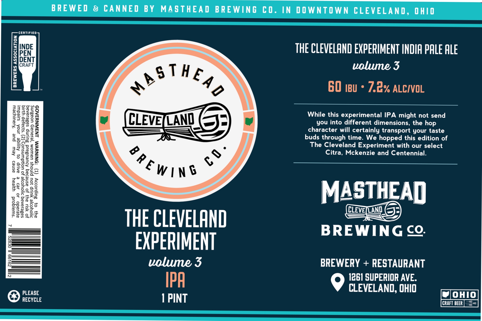 The Cleveland Experiment by Masthead Brewing Co. - beer label