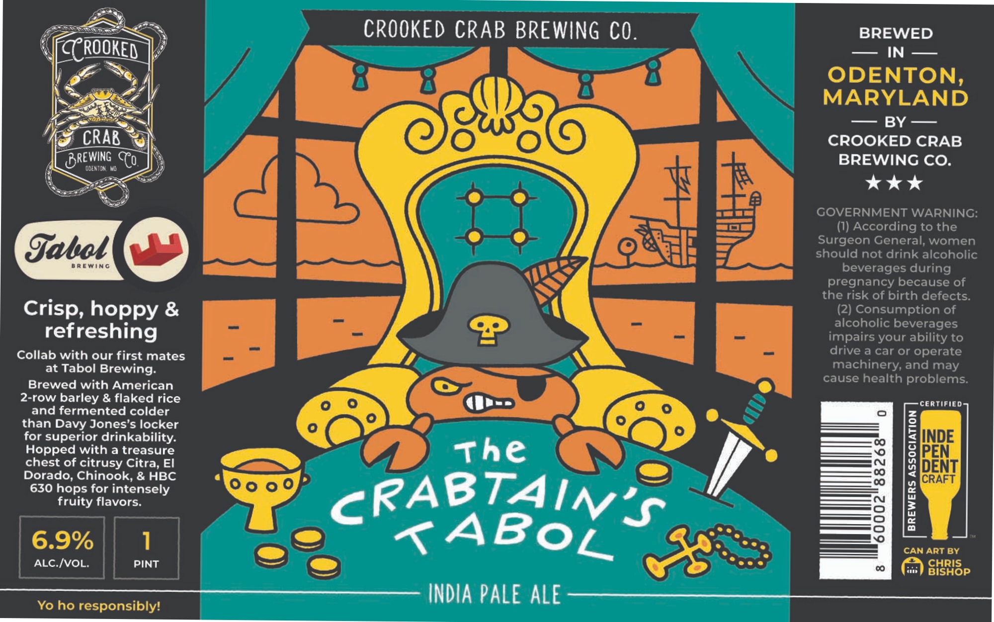 The Crabbtain’s Tabol by Crooked Crab Brewing Co. - beer label
