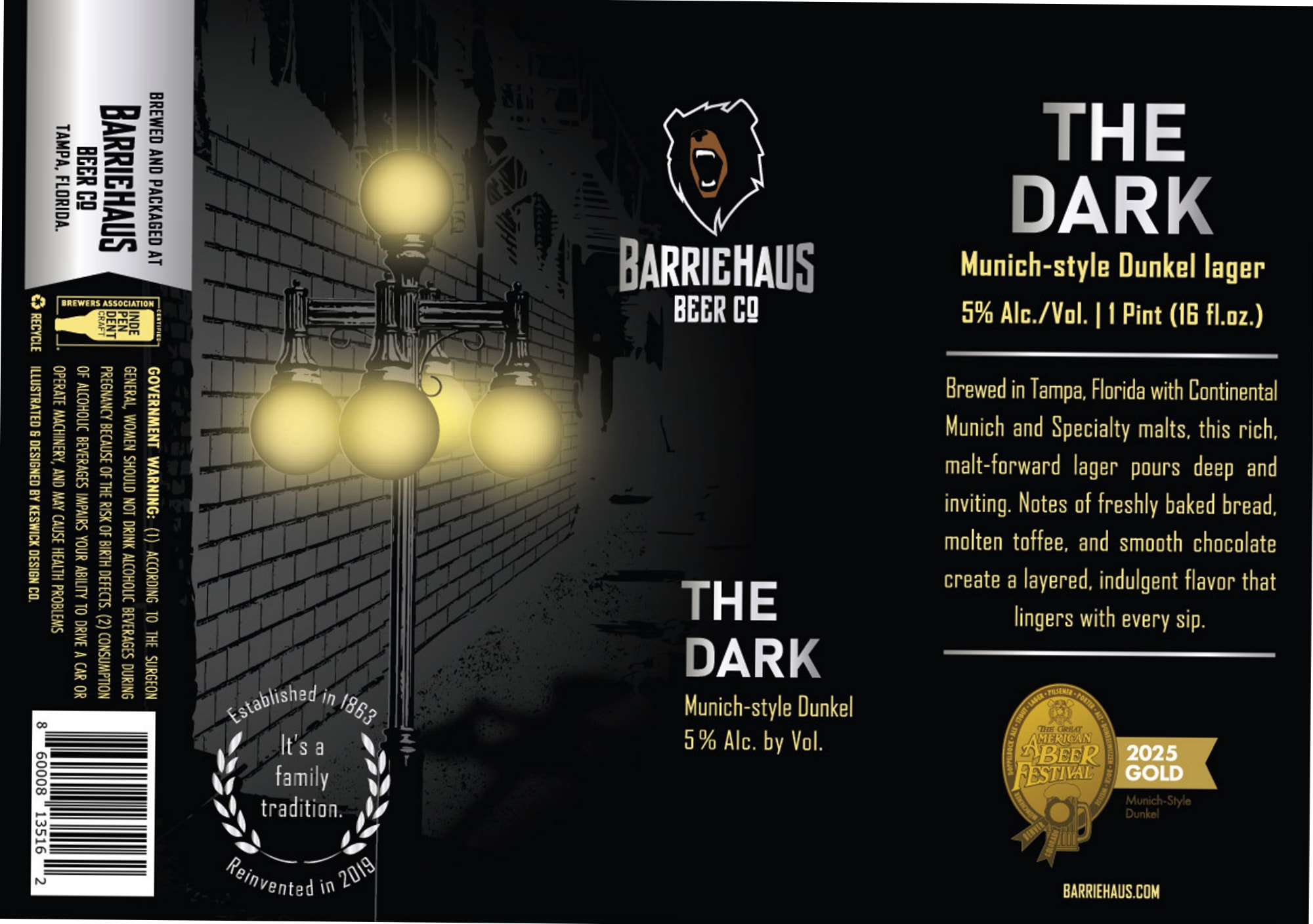 The Dark by Barriehaus Beer Co. - beer label