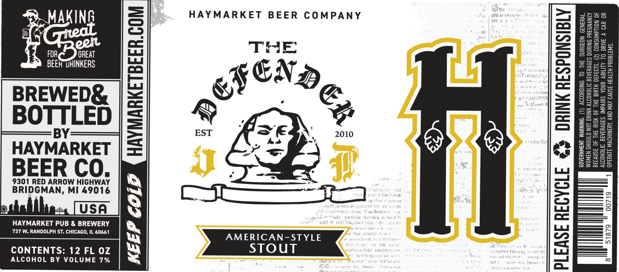 The Defender by Haymarket Beer Co. - beer label
