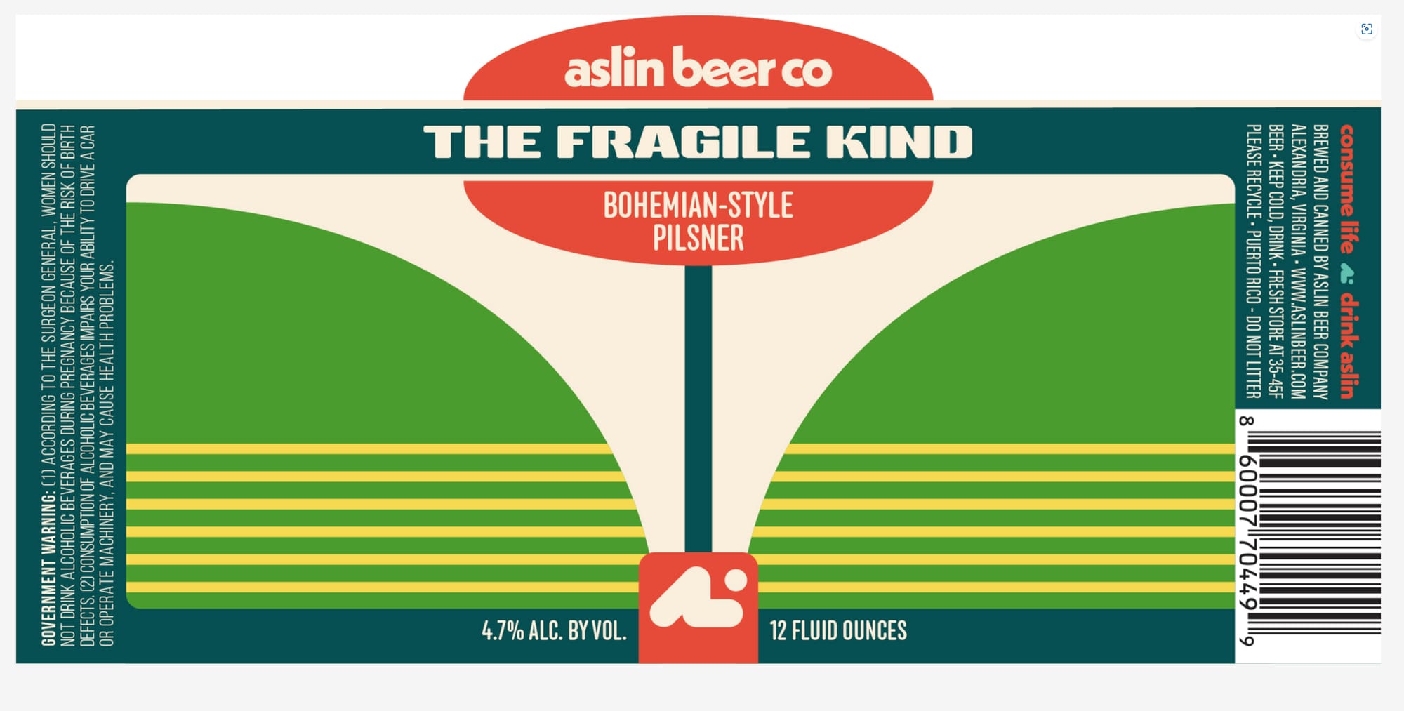 The Fragile Kind by Aslin Beer Co. - beer label