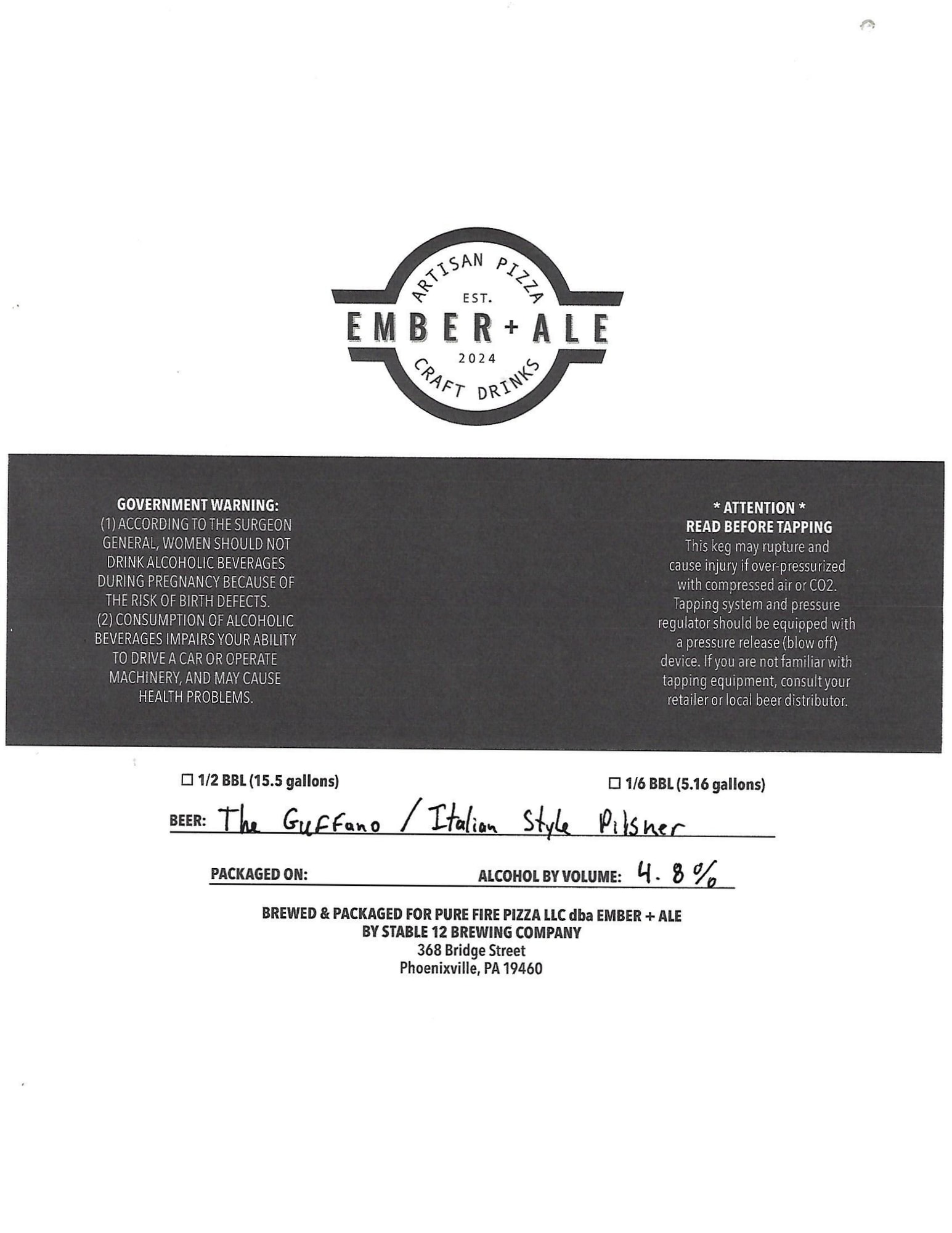 The Guelfano by Ember + Ale - beer label