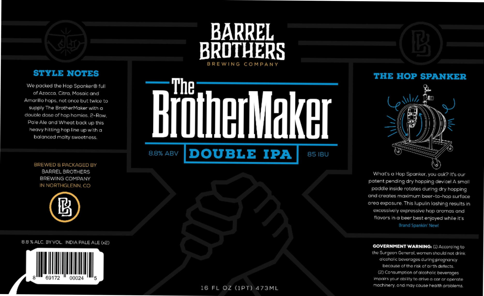 The Hop Spanker by Barrel Brothers Brewing Company - beer label