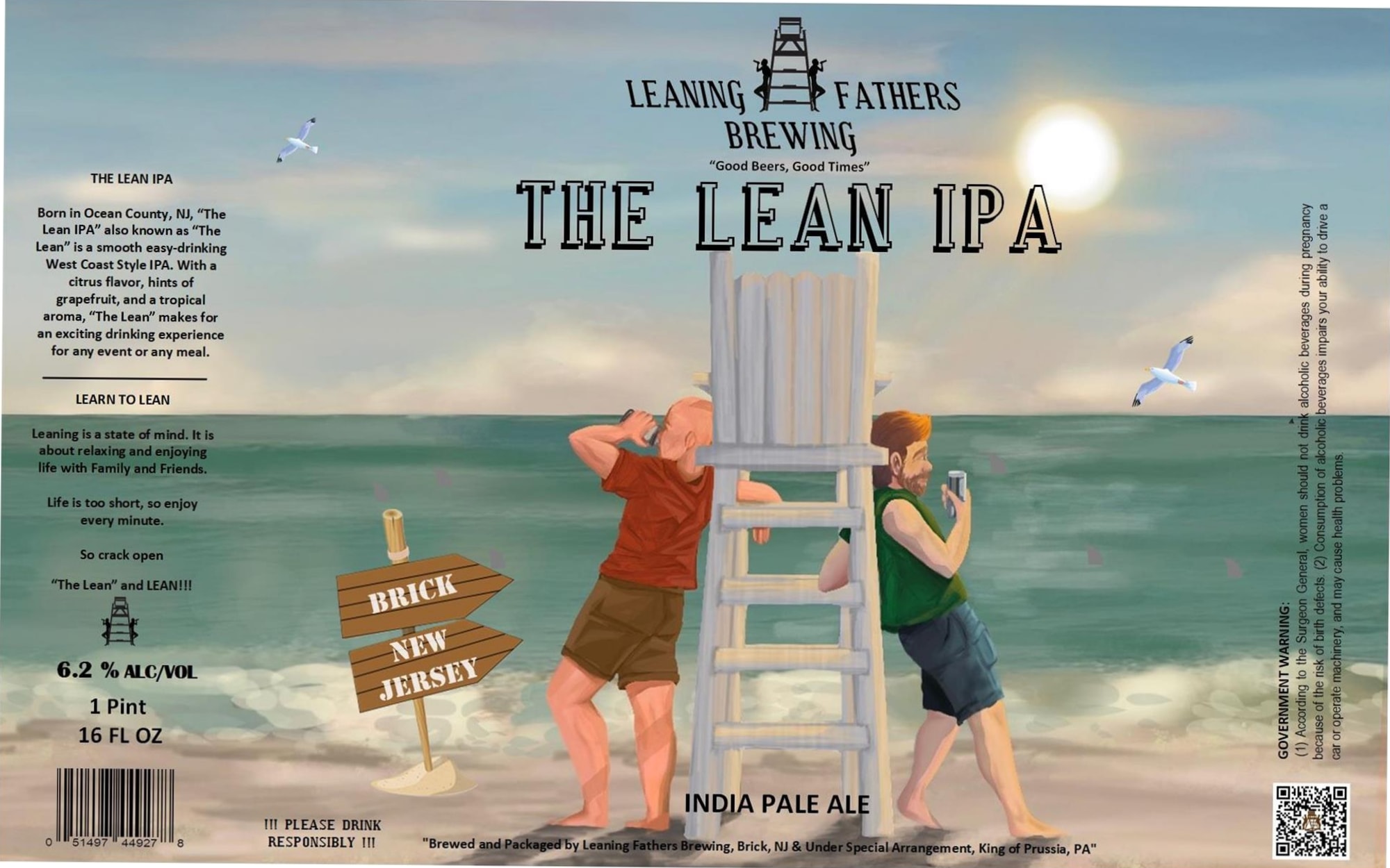 The Lean IPA by Leaning Fathers Brewing - beer label