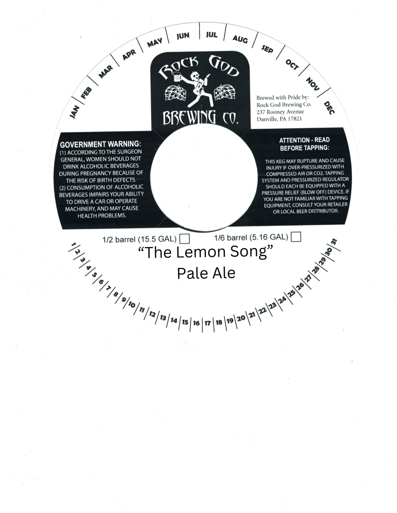 The Lemon Song by Rock God Brewing Co. - beer label