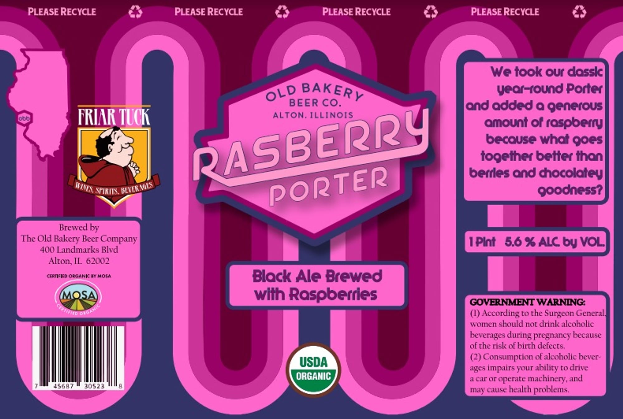Friar Tuck Raspberry Porter by Old Bakery Beer Co. - beer label
