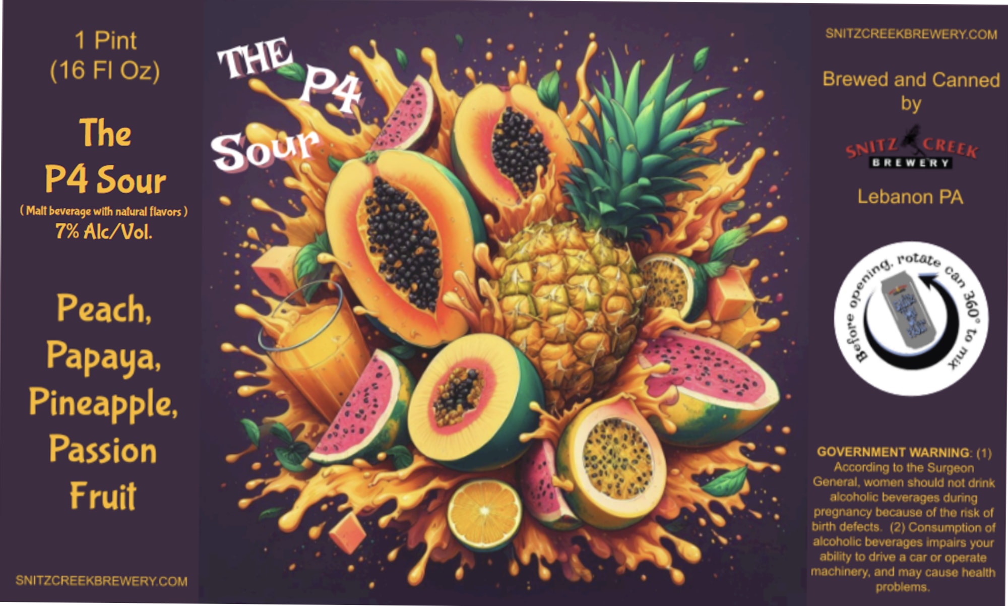 The P4 Sour by Snitz Creek Brewery - beer label