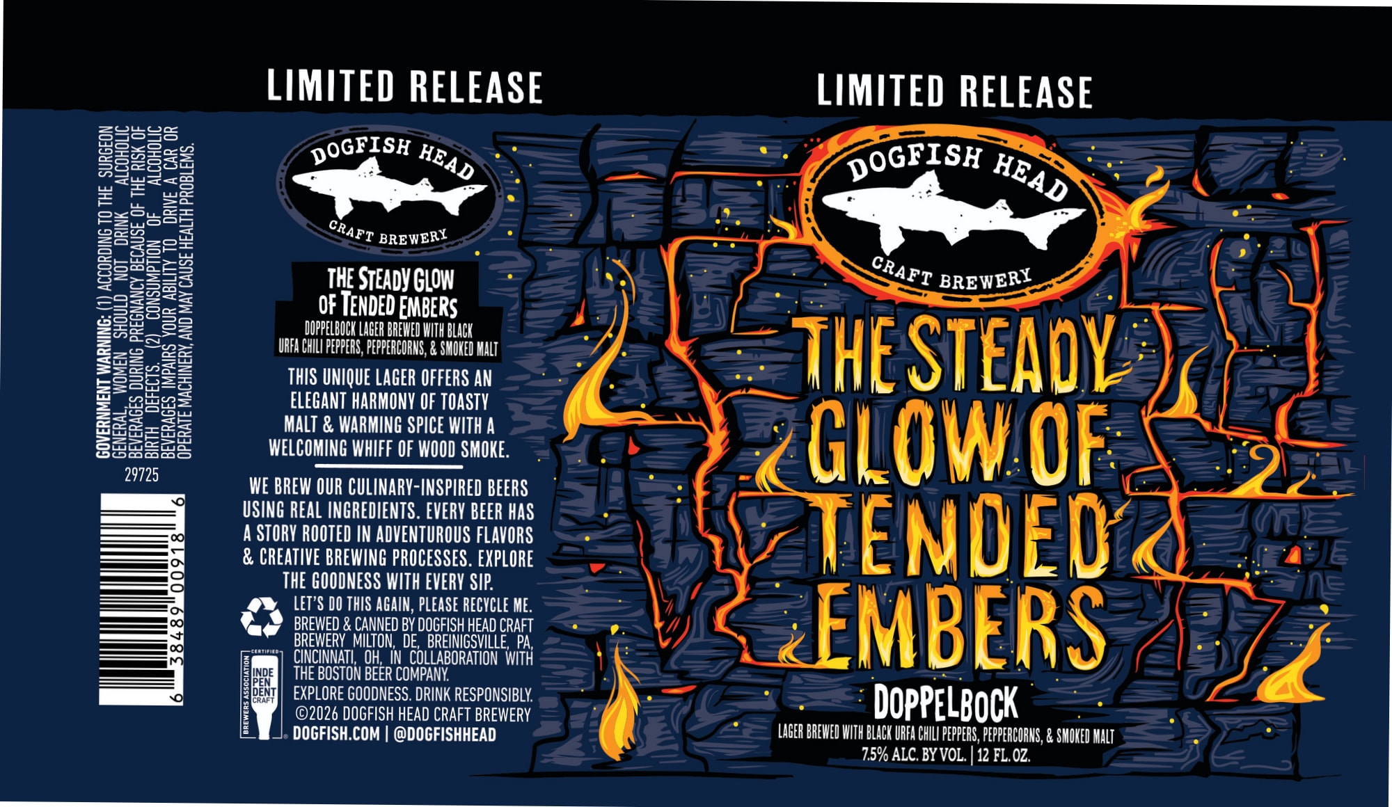 The Steady Glow of Tended Embers by Dogfish Head Craft Brewery - beer label