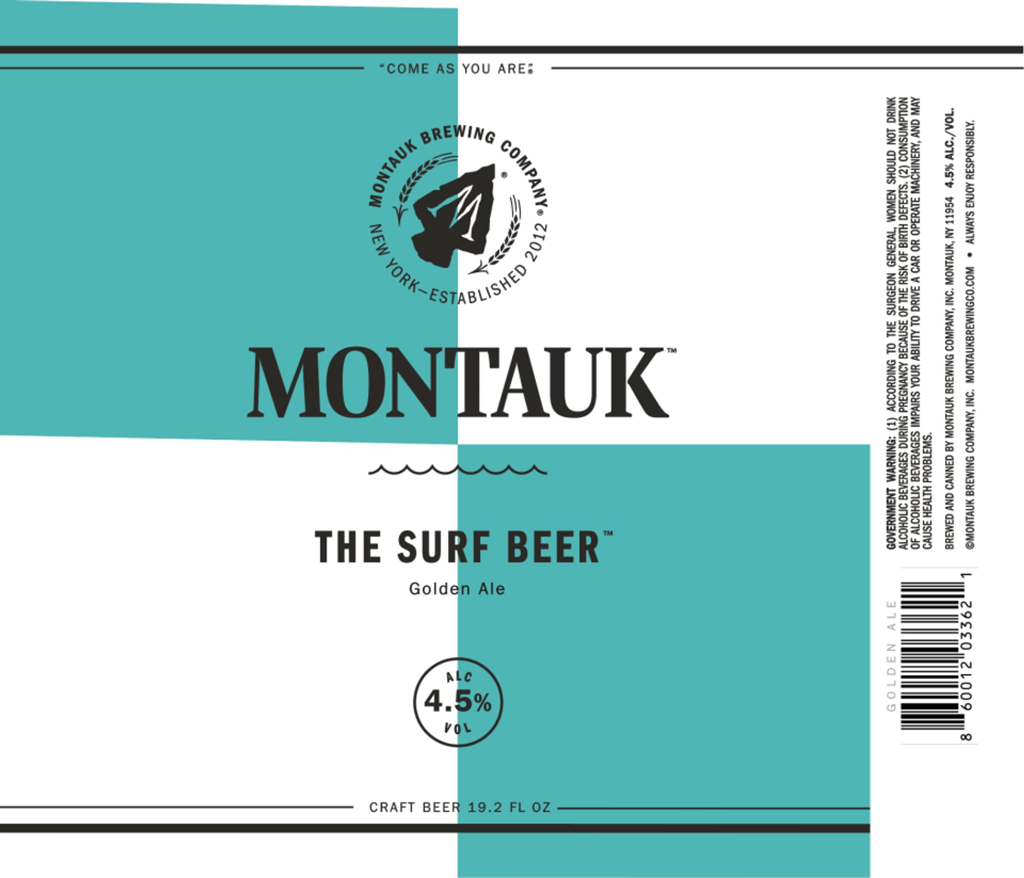The Surf Beer by Montauk Brewing Company - beer label