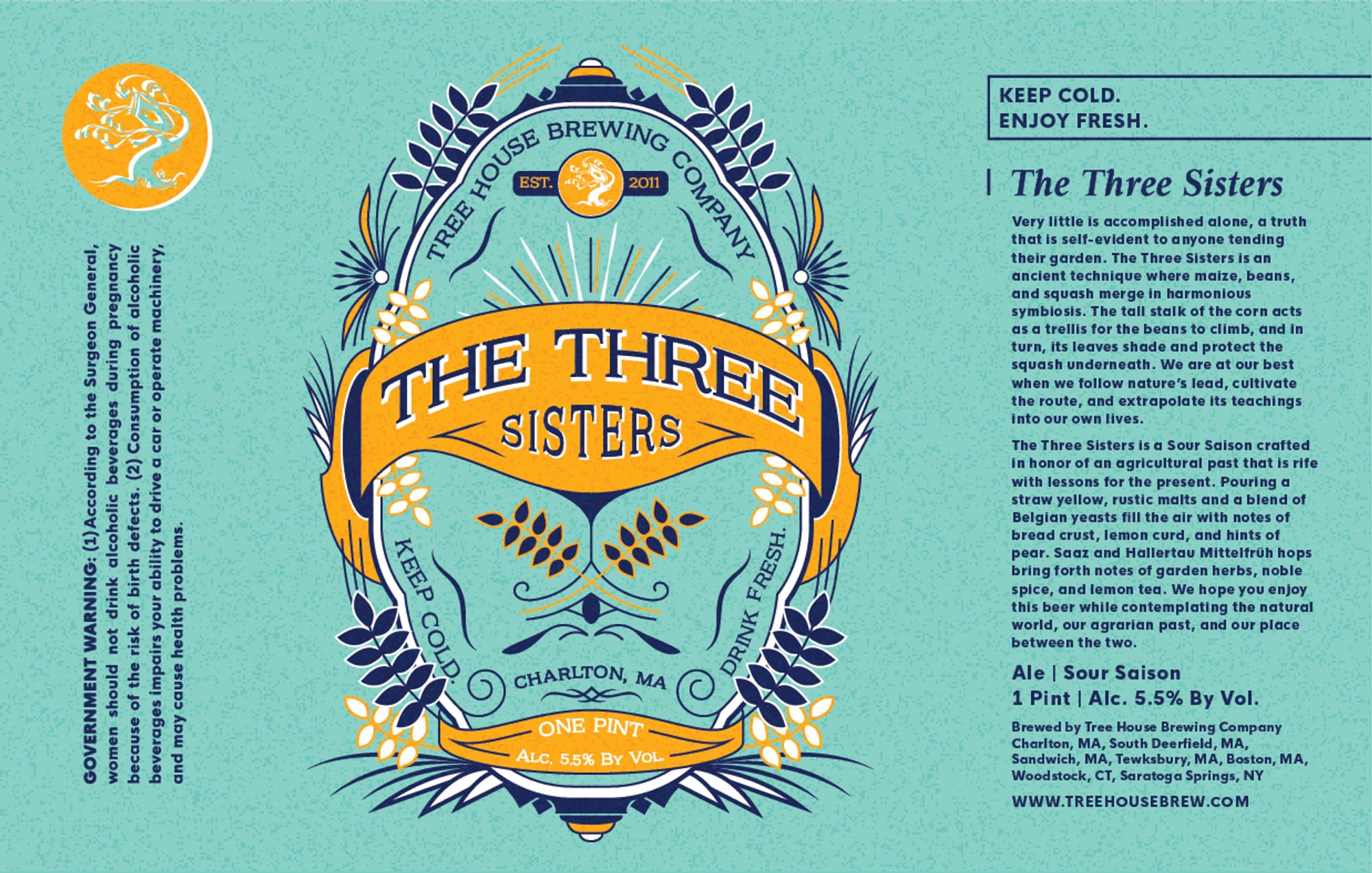The Three Sisters by Tree House Brewing Company - beer label