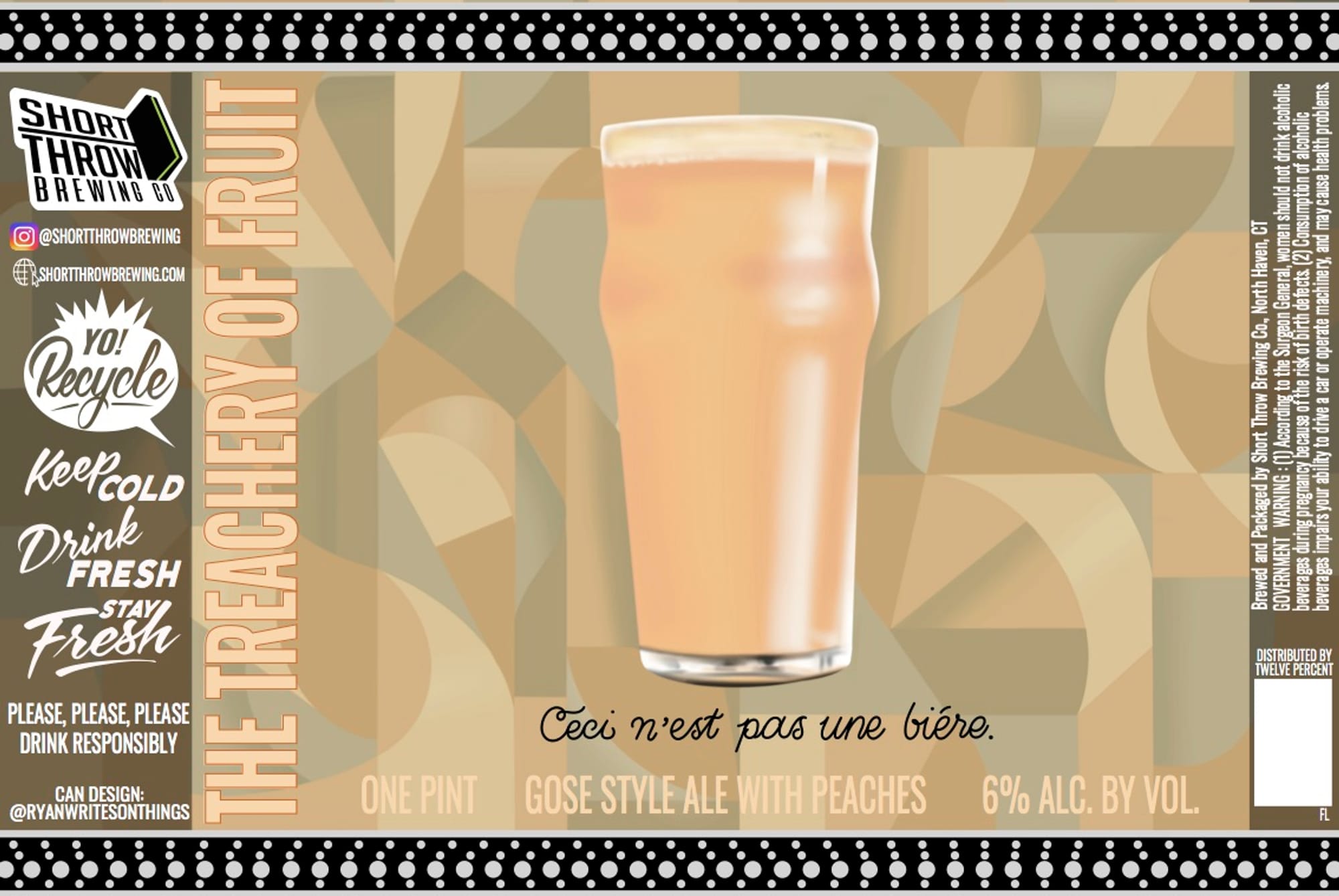 The Treachery of Fruit by Short Throw Brewing Co. - beer label