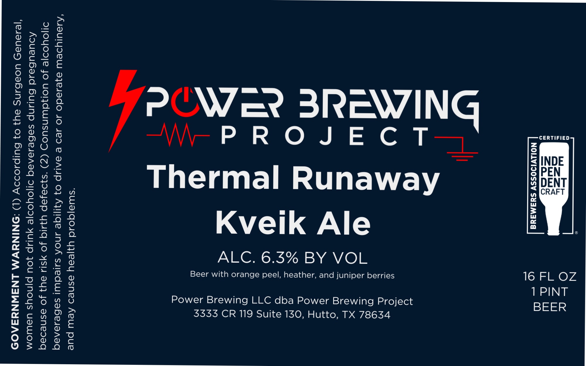 Thermal Runaway by Power Brewing Project - beer label
