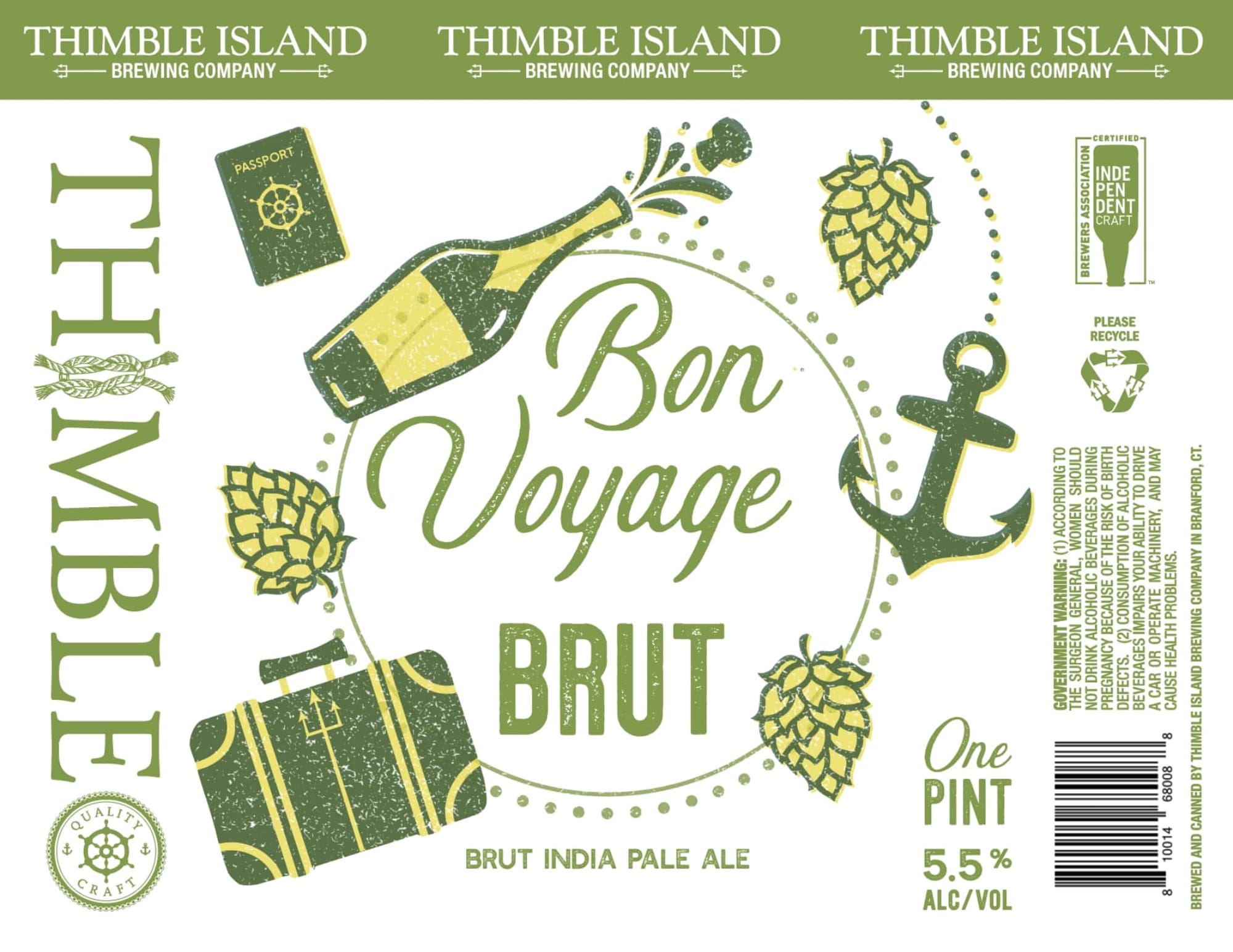 Bon Voyage Brut IPA by Thimble Island Brewing Company - beer label