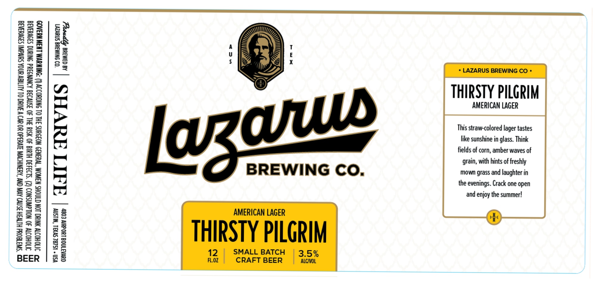 Thirsty Pilgrim by Lazarus Brewing Co. - beer label