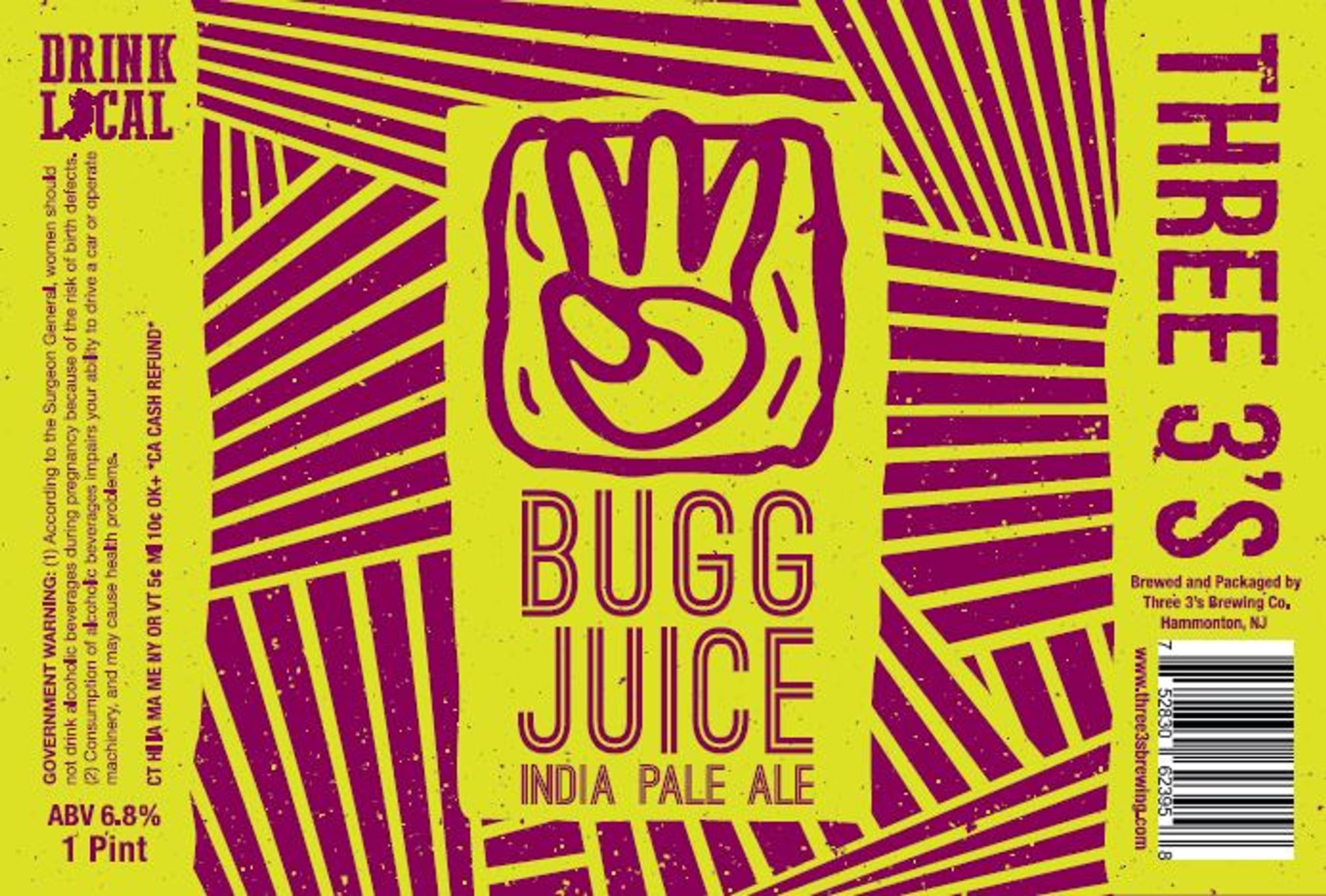 Bug Juice by Three & 3 Brewing Co. - beer label