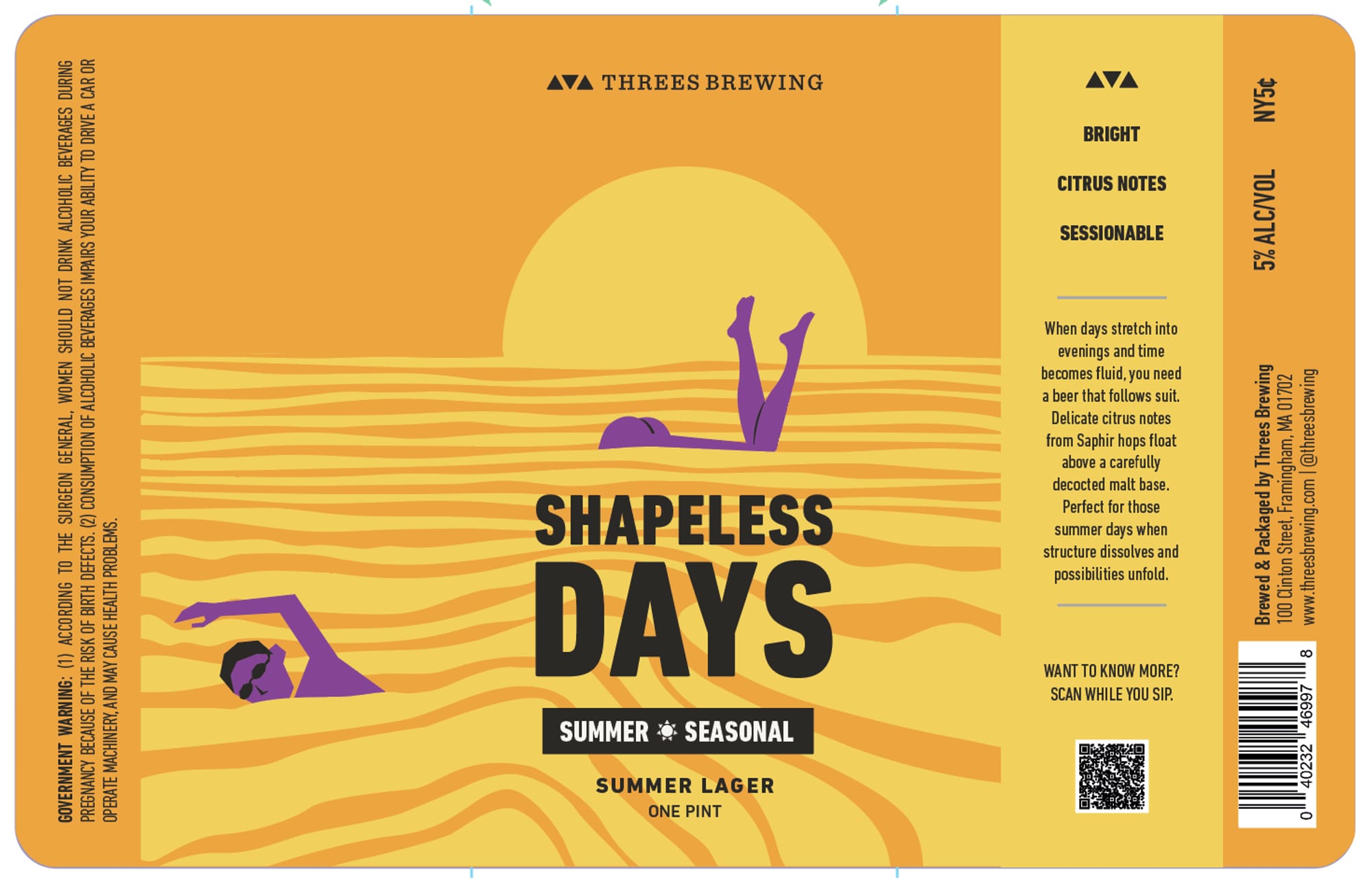 Shapeless Days by Three Brewing - beer label