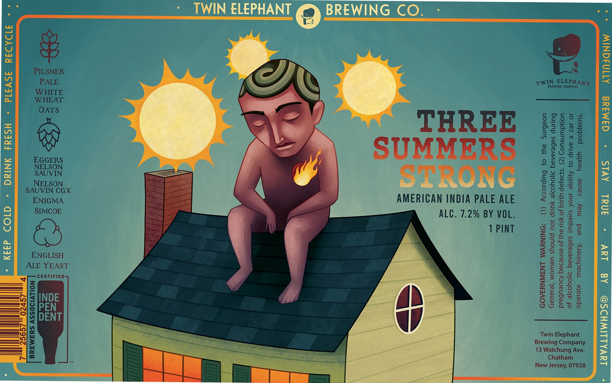 Three Summers by Twin Elephant Brewing Co. - beer label