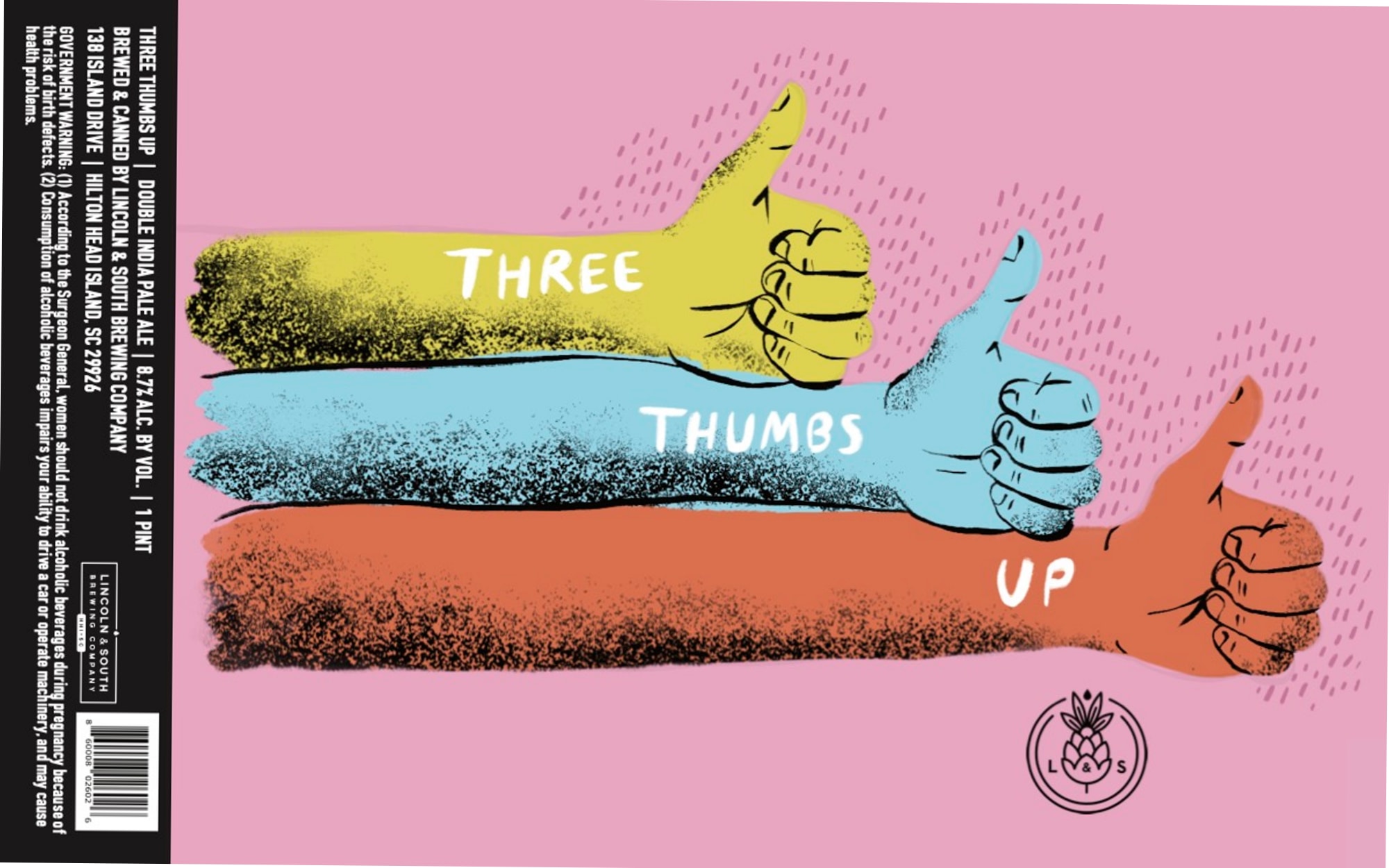 Three Thumbs Up by Lincoln & South Brewing Company - beer label