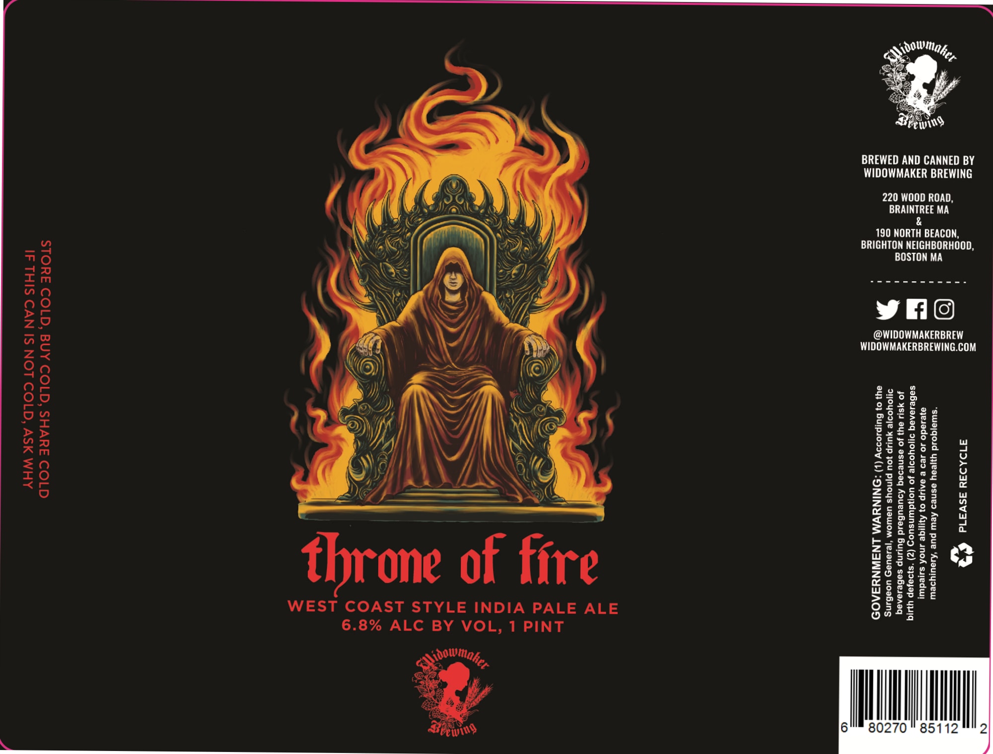 Throne of Fire by Widowmaker Brewing - beer label