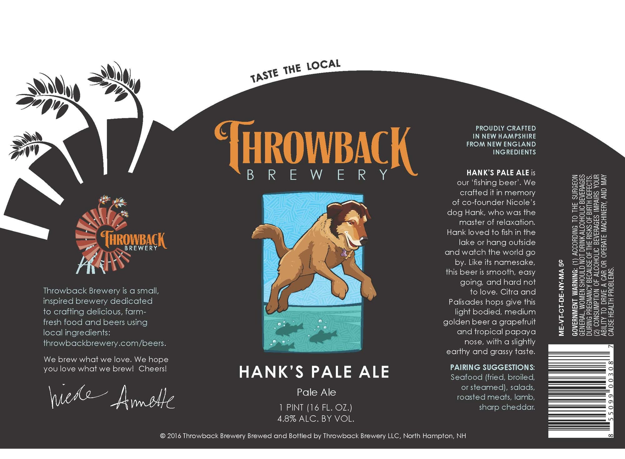Hank’s Pale Ale by Throwback Brewery - beer label