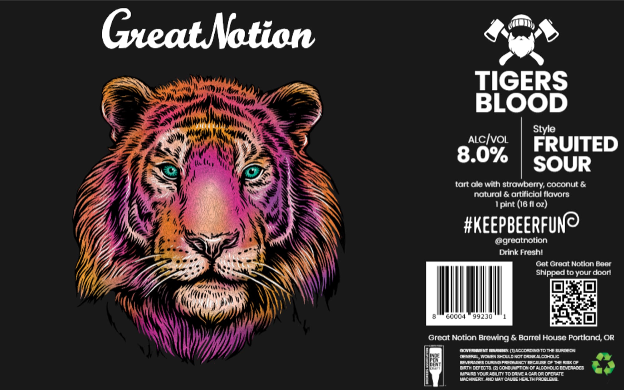 Tigers Blood by Great Notion Brewing - beer label