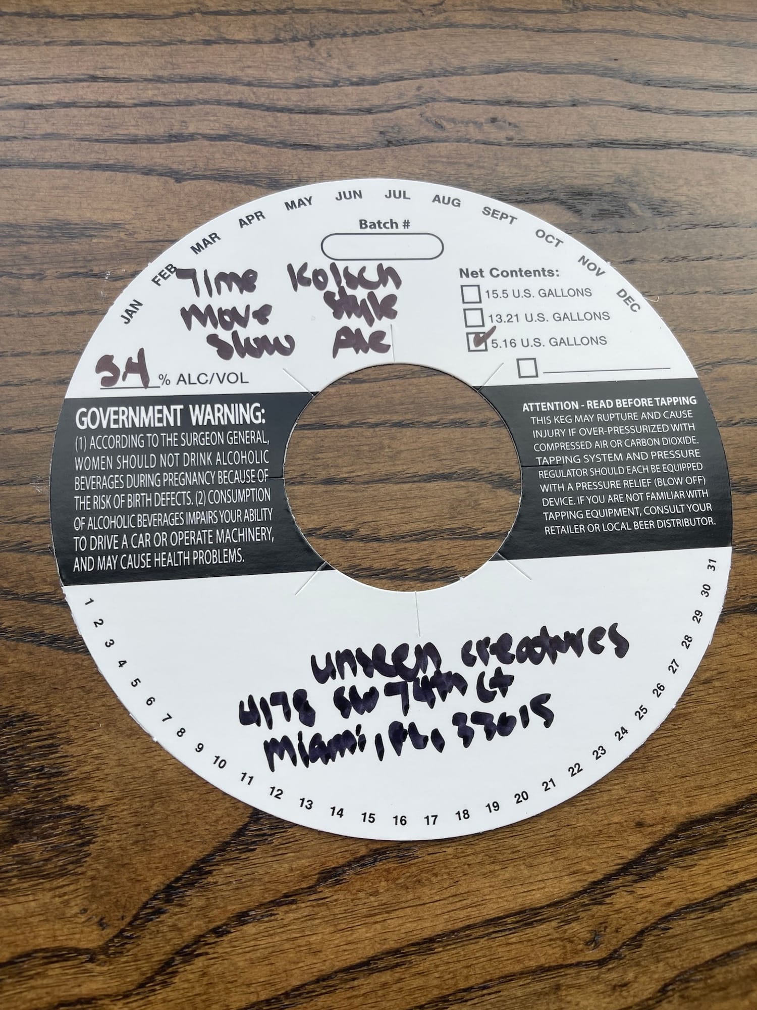 Time Move Slow by Unearth Creatures - beer label