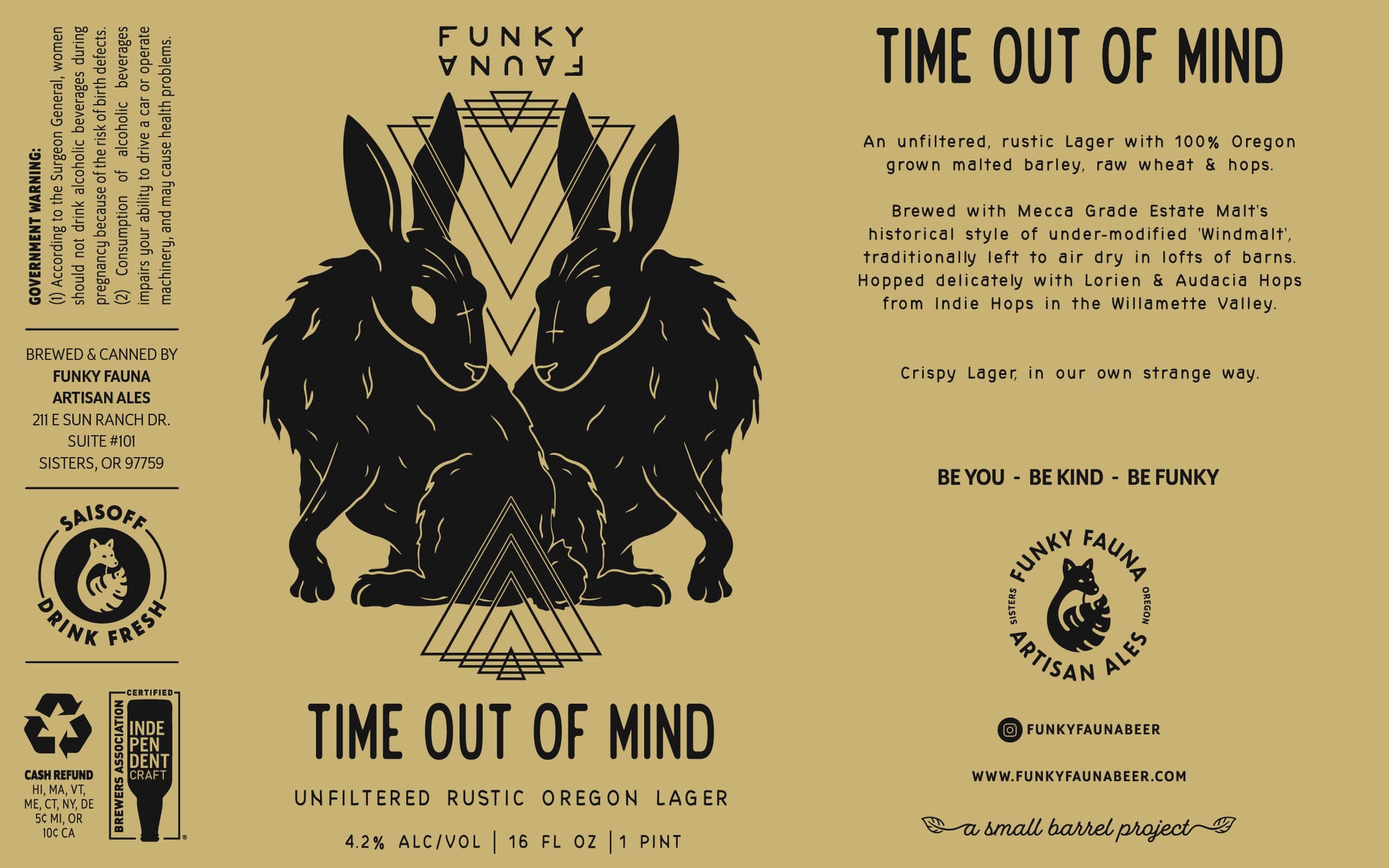 Time Out of Mind by Funky Fauna Artisan Ales - beer label