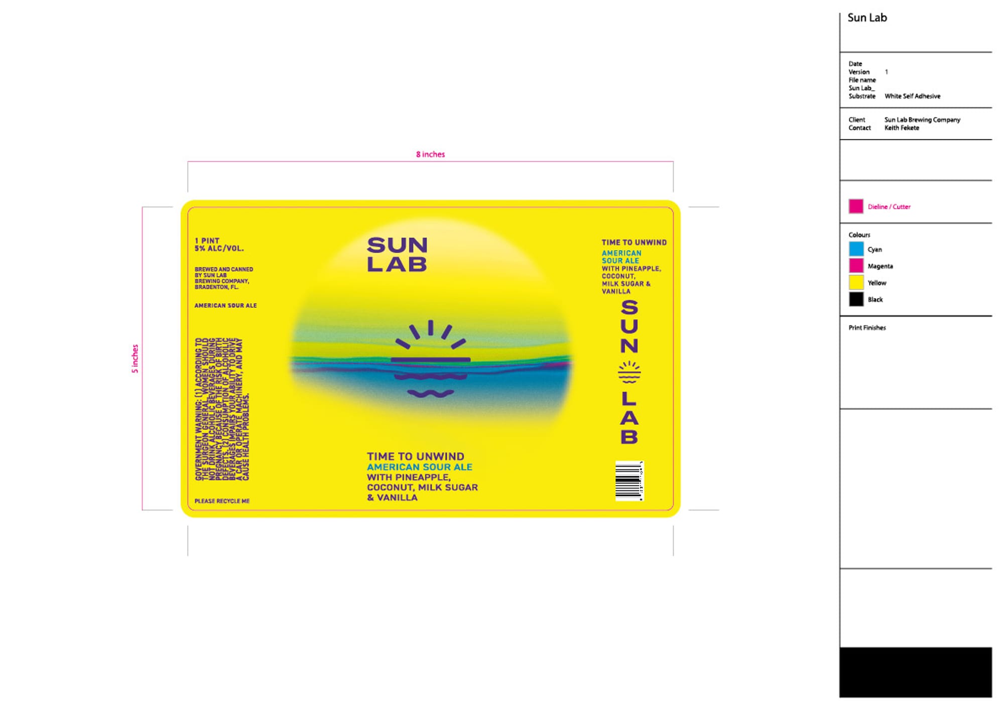 Sun Lab - Time To Unwind by Sun Lab Brewing Company - beer label