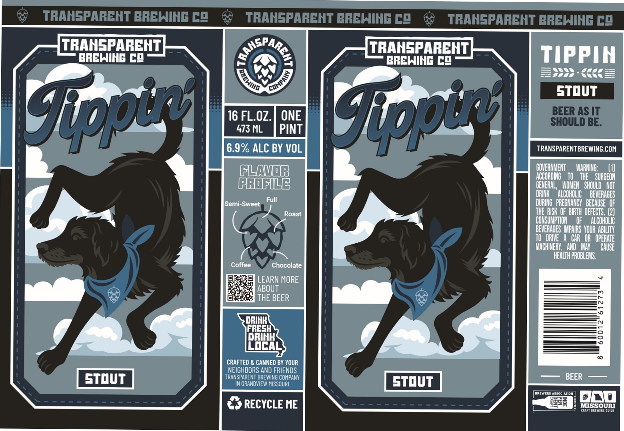 Tippin Stout by Transparent Brewing Co. - beer label