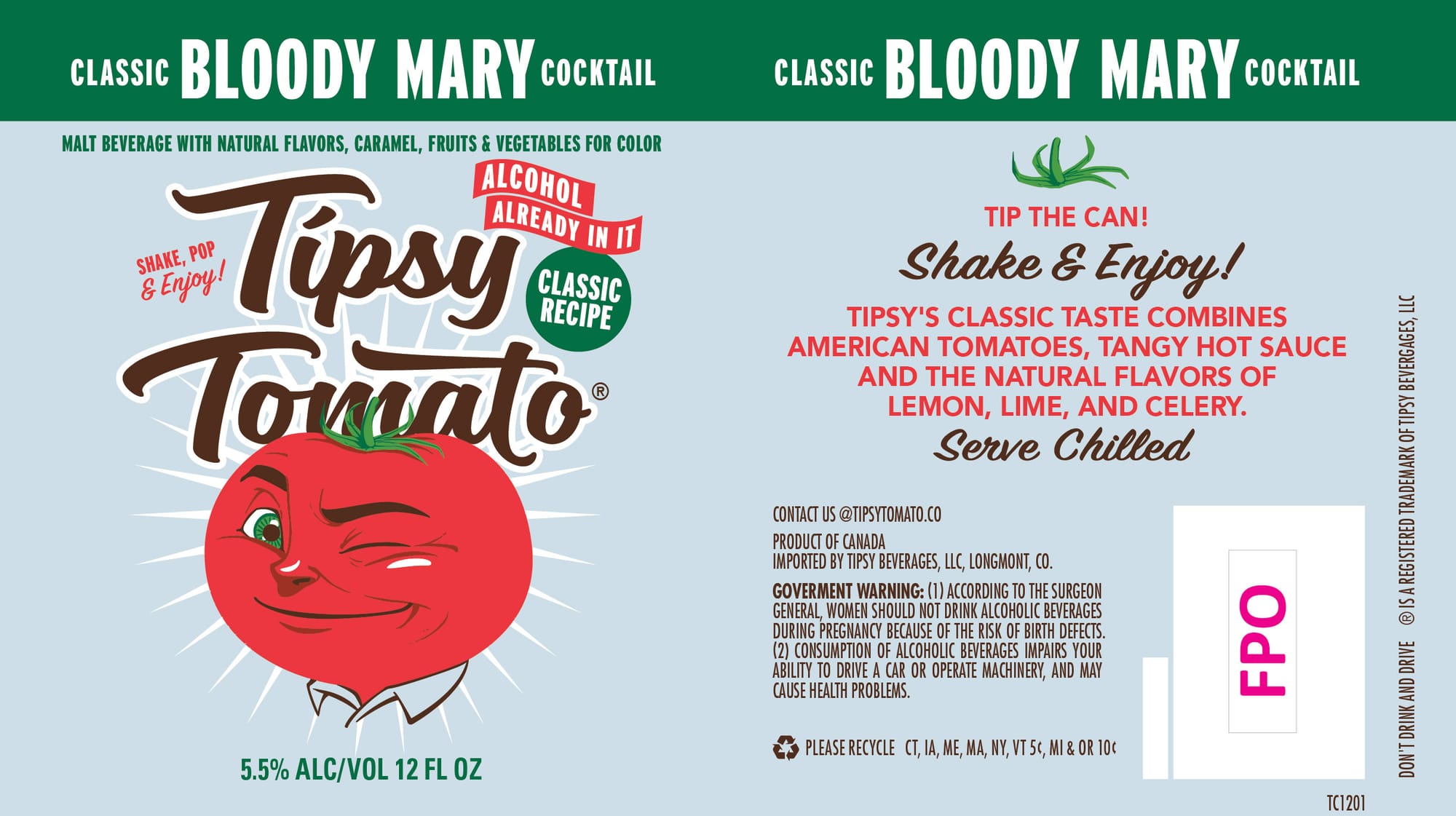 Tipsy Tomato by Tipsy Beverages, LLC - beer label