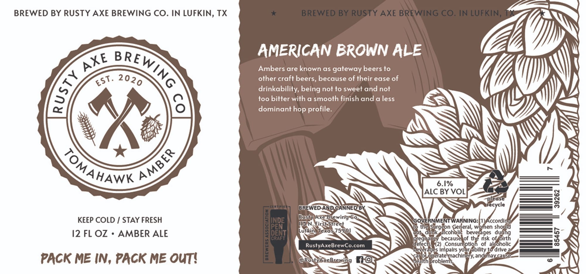 Tomahawk Amber by Rusty Axe Brewing Co. - beer label