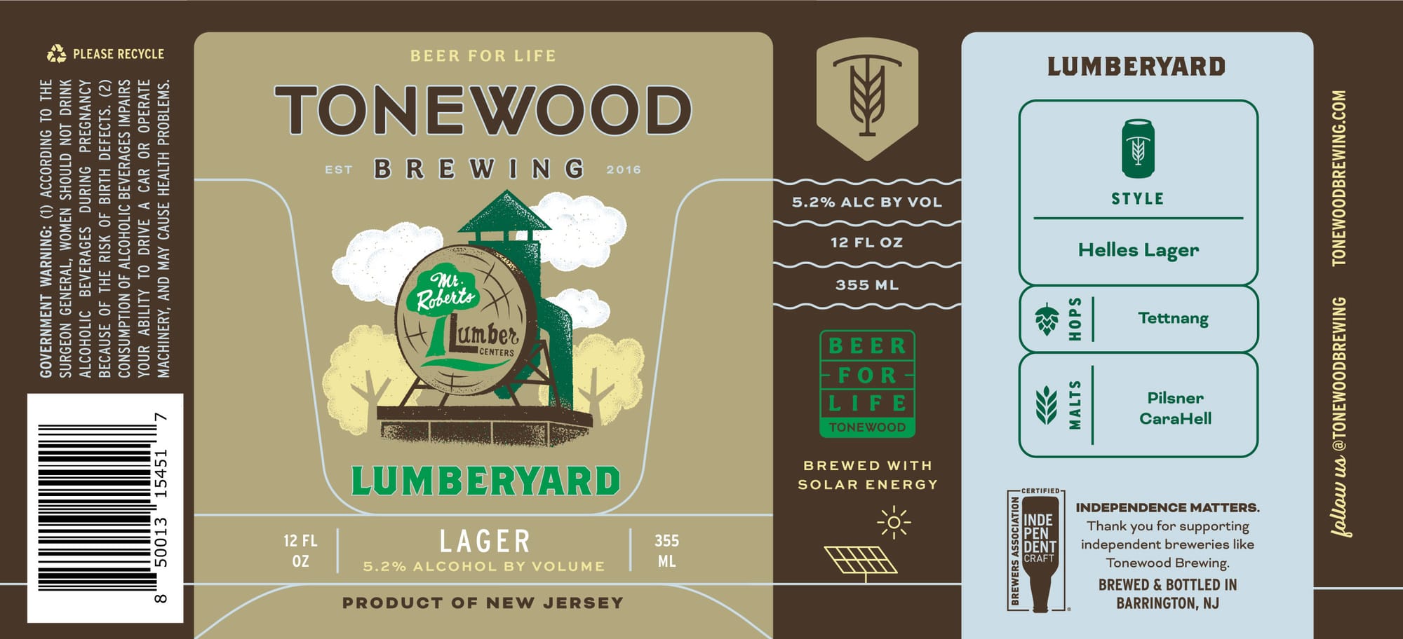 Lager by Tonewood Brewing - beer label