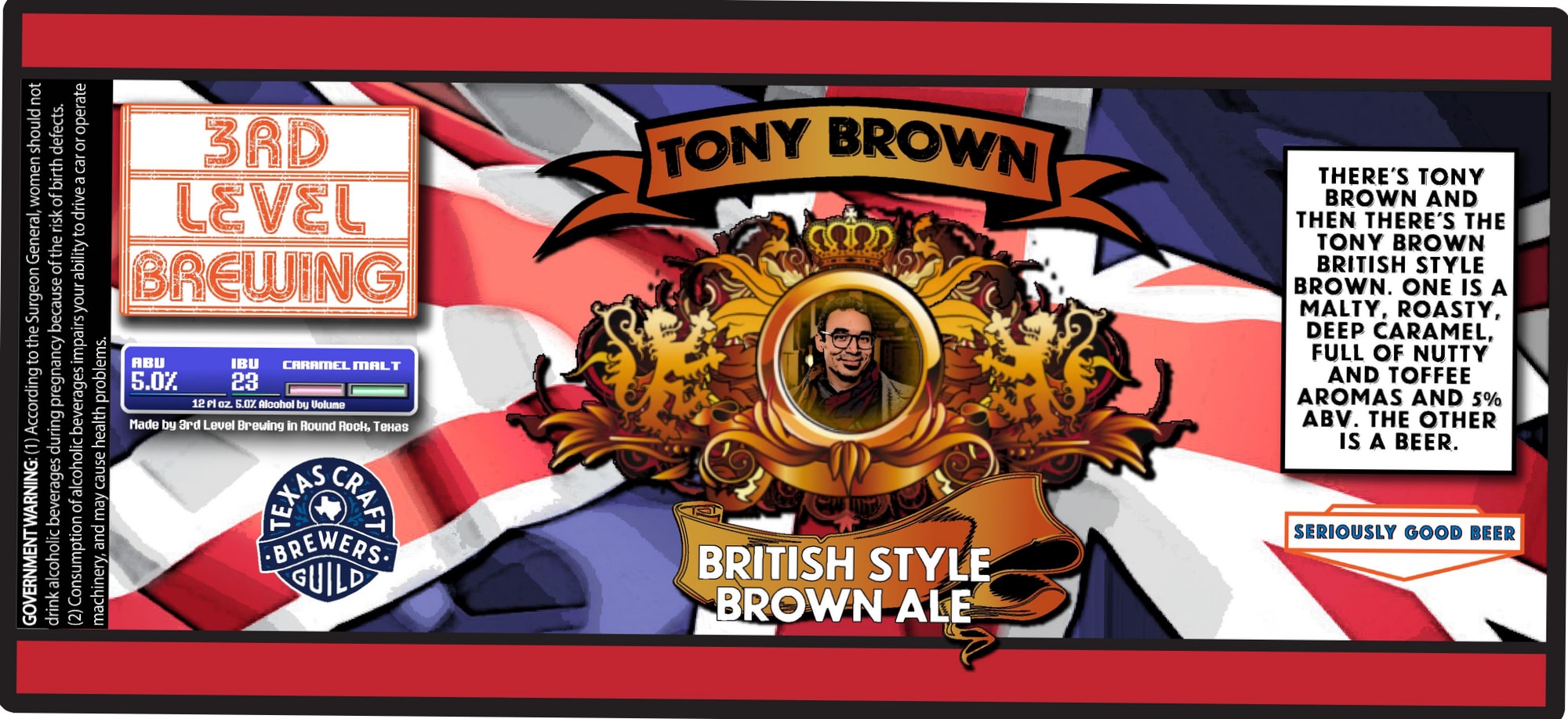 Tony Brown by 3rd Level Brewing - beer label