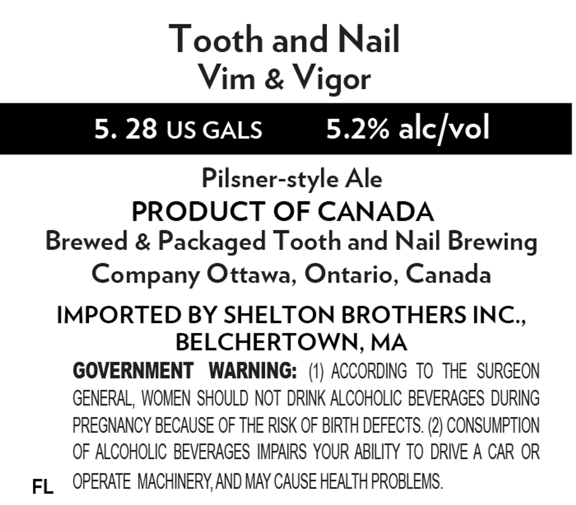 Vim & Vigor by Tooth and Nail Brewing Company - beer label