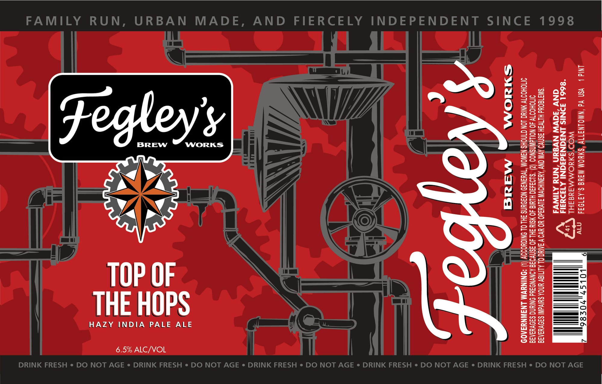 Top of the Hops by Fegley’s Brew Works - beer label