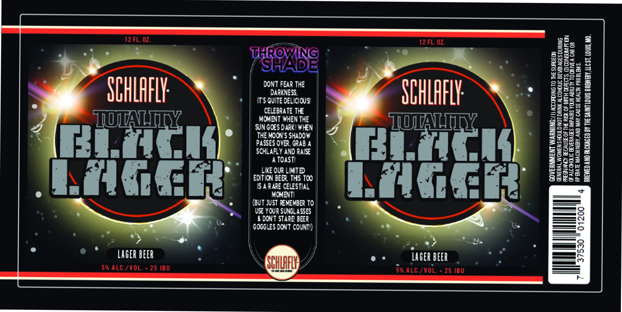 Totally Black Lager by Schlafly Brewery - beer label