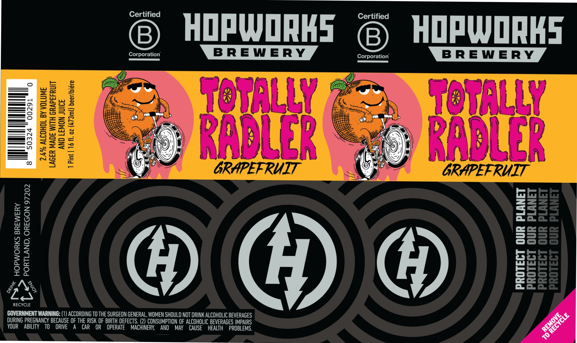 Totally Radler Grapefruit by Hopworks Urban Brewery - beer label