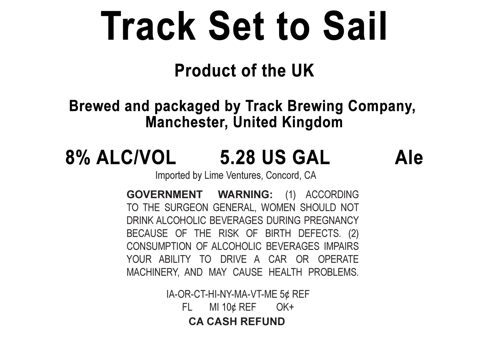 Track Set to Sail by Track Brewing Company - beer label