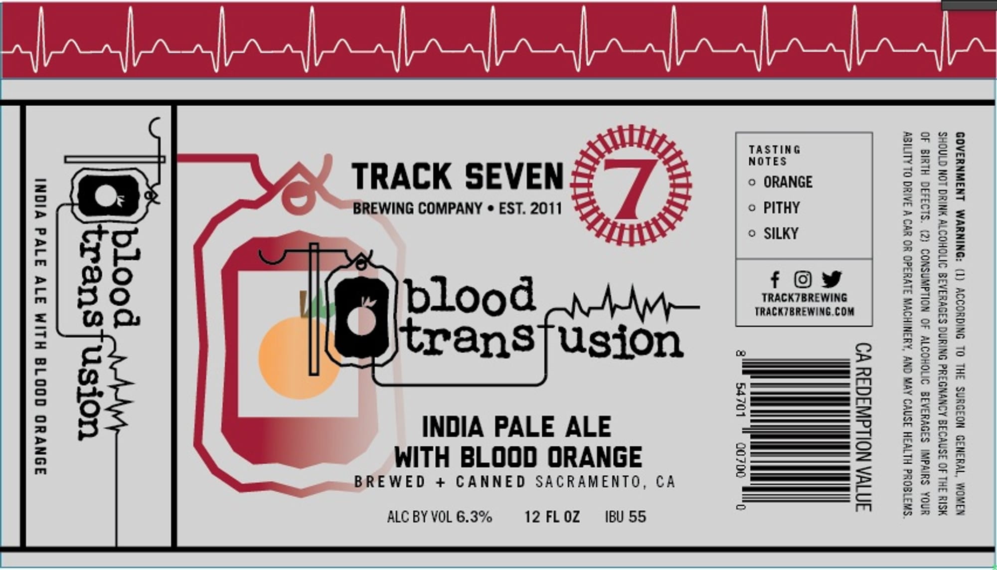 Blood Transfusion by Track Seven Brewing Company - beer label